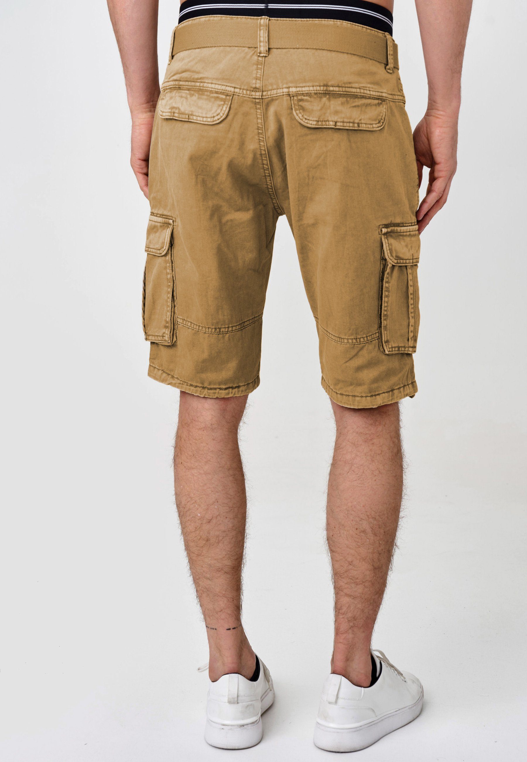 Indicode Cargoshorts Herren Blixt Cargo Shorts Herrenshorts aus 100 % Baumwolle, inkl. Gürtel