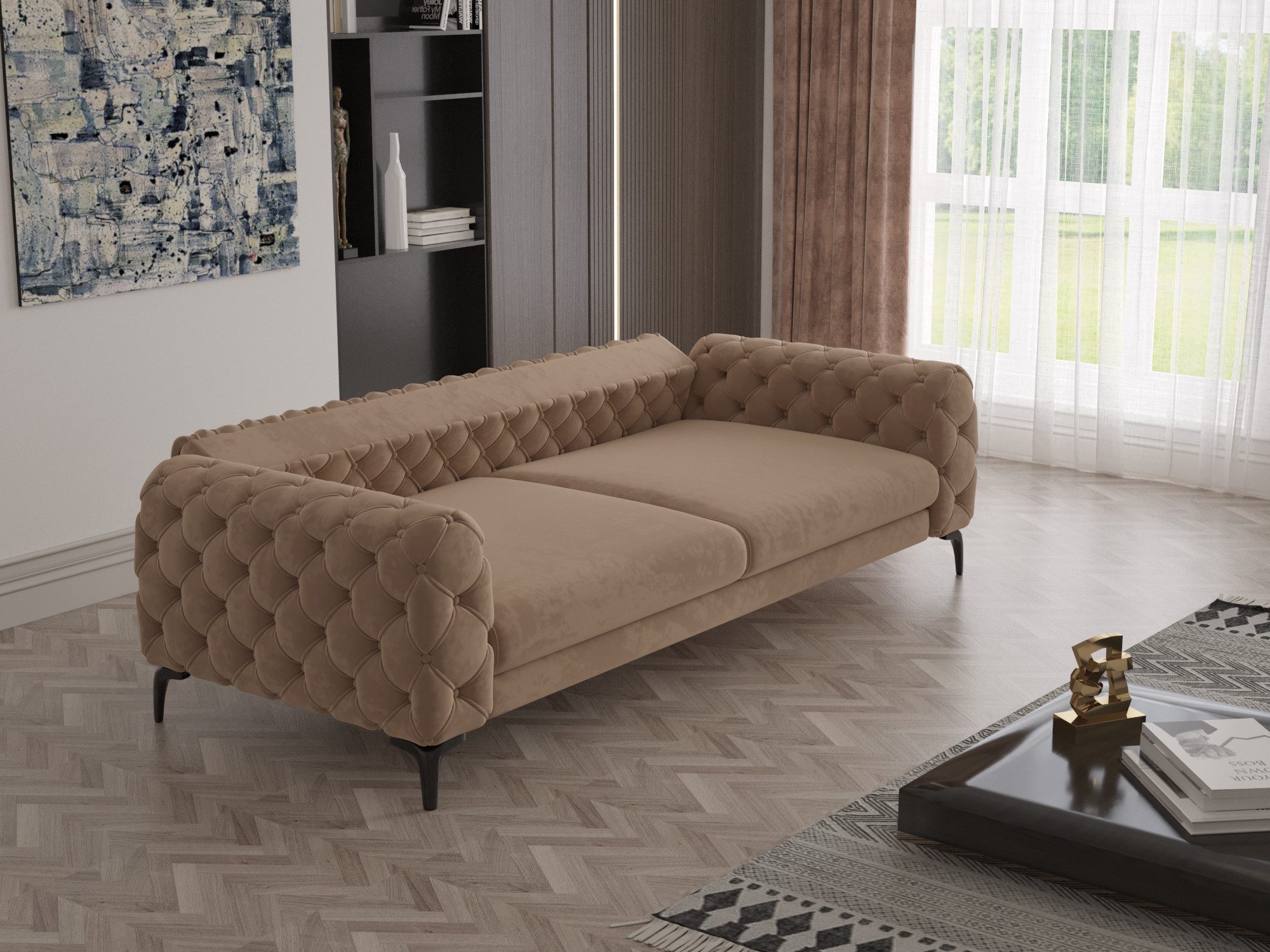 Möbeldreams Chesterfield-Sofa Sofa-Set Arizona Chesterfield Schlaffunktion 3-2-1 .3-3-1 .3-1 .2-1, Schlaffunktion
