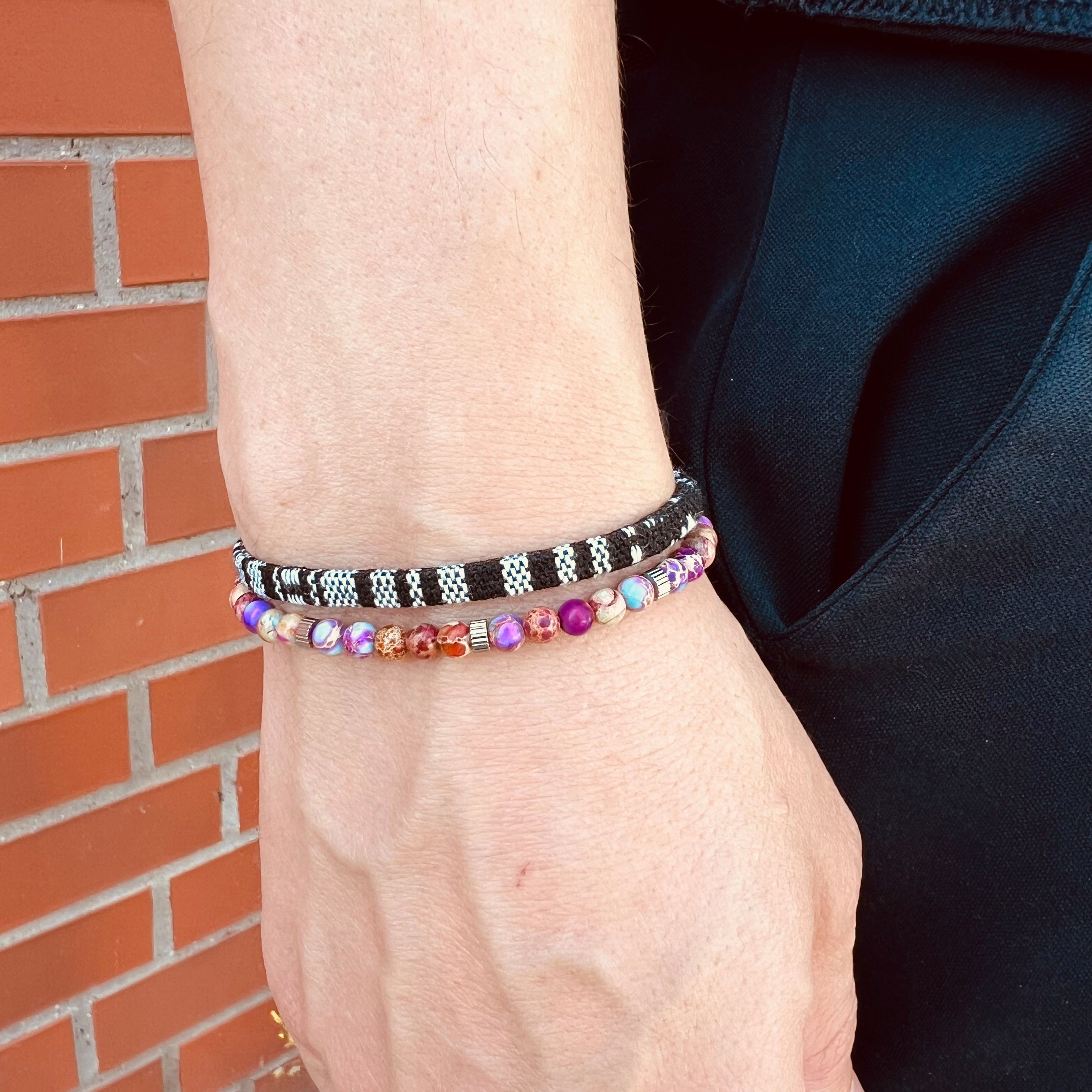Made by Nami Armband Set Armband Herren Damen bunt mit verschiedenen Armbändern, aus Stoff und Edelstahl - Schlichtes Design - Wasserfest