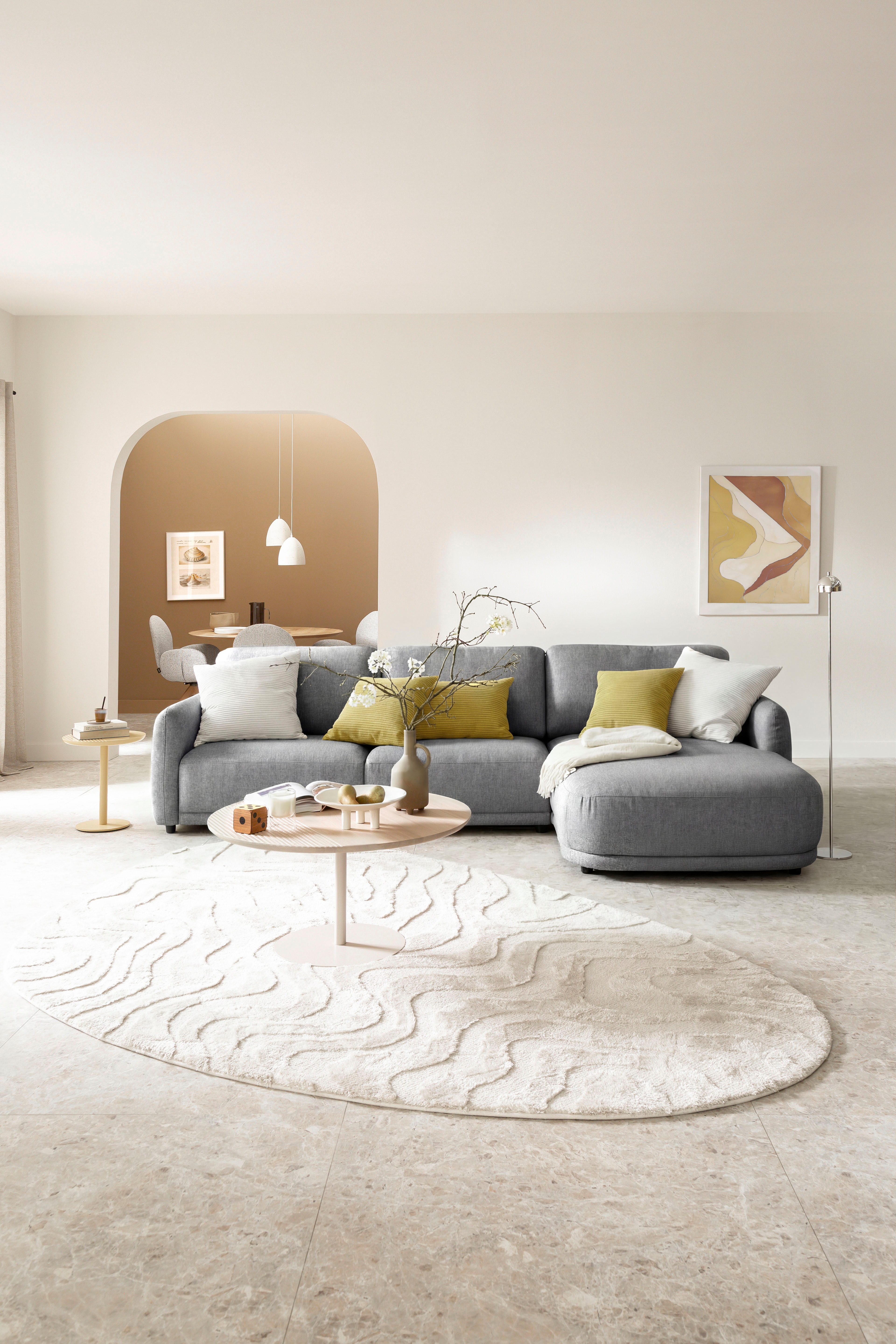 SCHÖNER WOHNEN-Kollektion Ecksofa Wonder, Organische Eck-Lounge für dein Zuhause, Sanfte Kurven, Kammerkissen-Komfort & maximale Entspannung