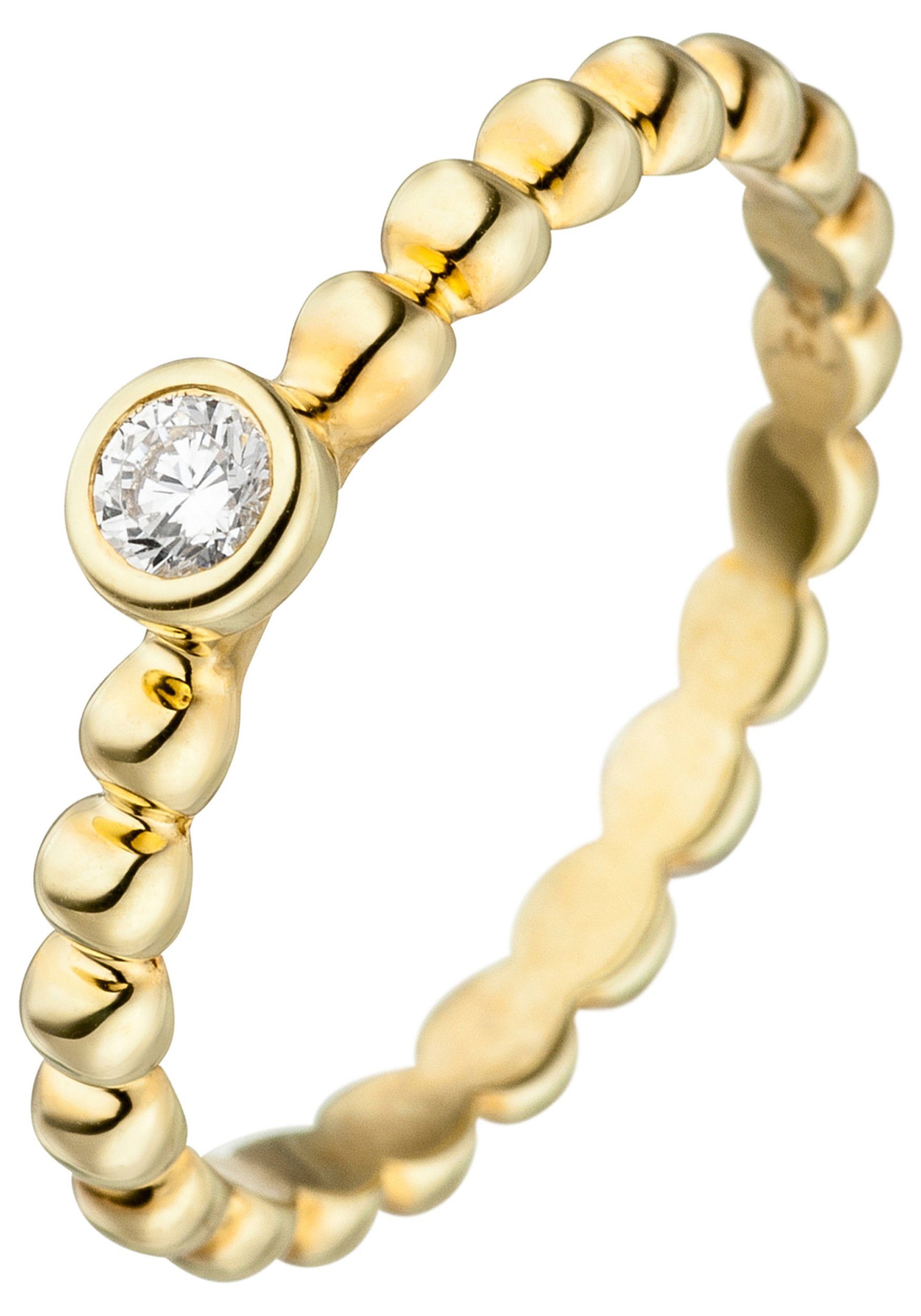 JOBO Fingerring, 925 Silber vergoldet mit Zirkonia