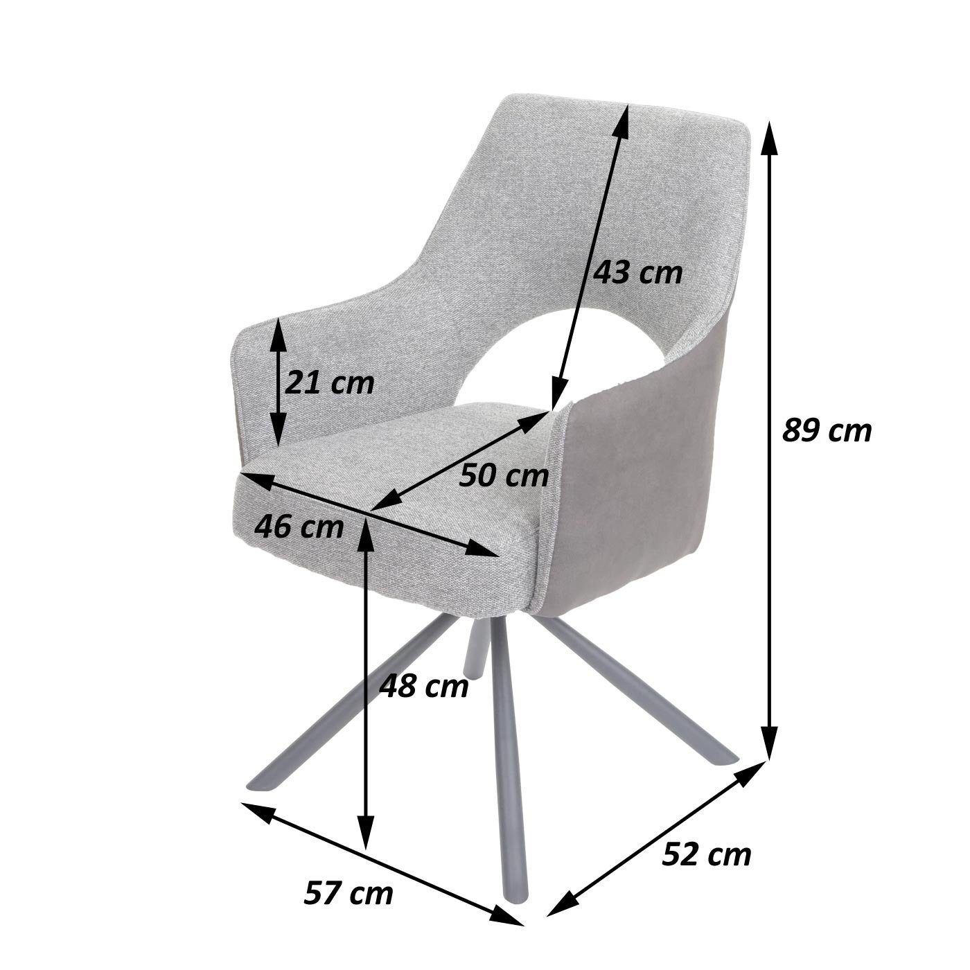 Armlehne, Esszimmerstuhl Wildleder-Optik braun Abgerundete MCW-K30 | 180° Stabiles drehbar MCW Stativgestell, braun Um Ecken (1er), Wildleder-Optik