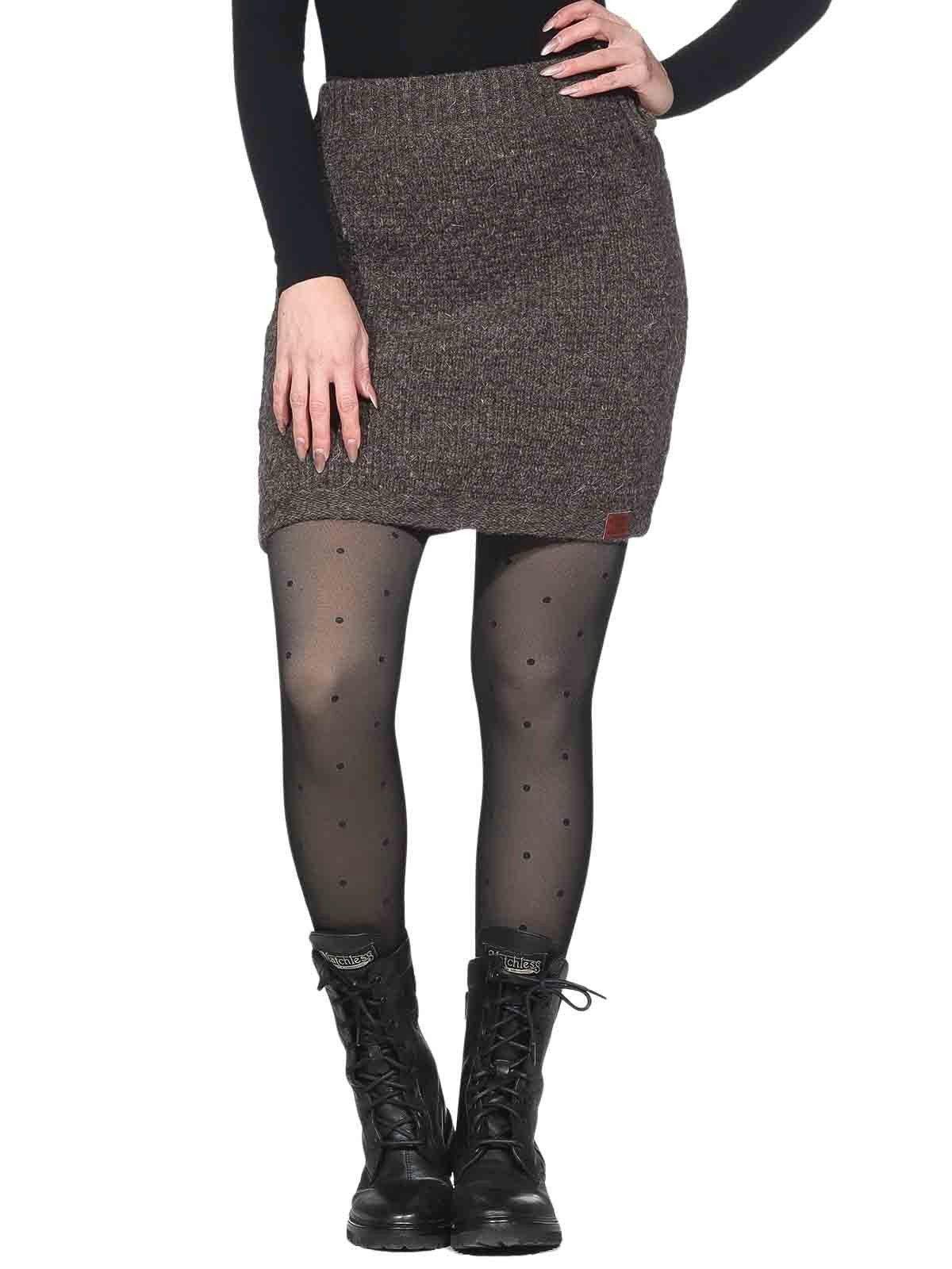 KUNST UND MAGIE Strickrock Klassischer Boho Strickrock Rock Winter Wolle
