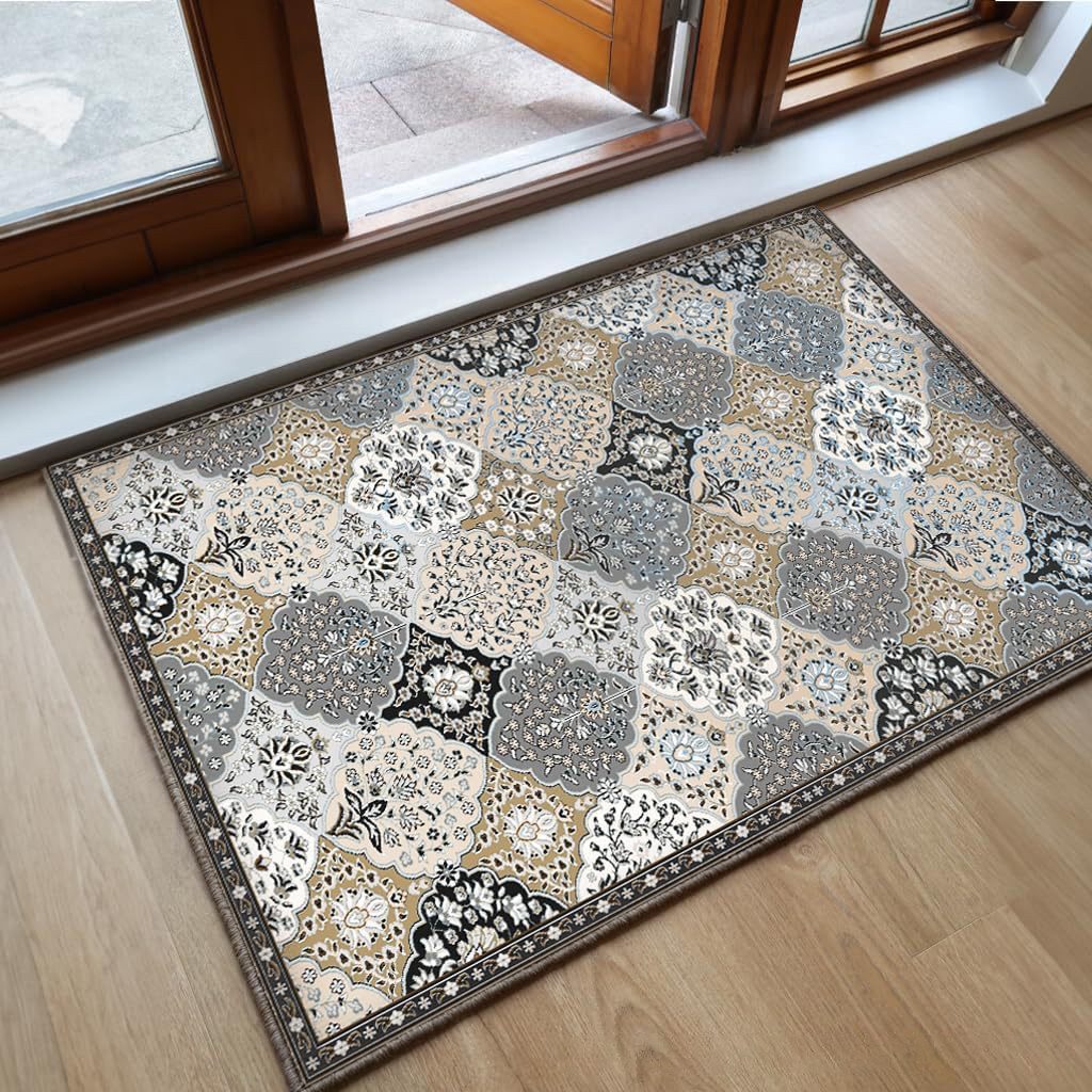 Coonoor Badematte Innen Fußmatte,Boho Blumen Teppich, Für Badezimmer Esszimmer Waschküche 40*60cm – Bild 2 von 3