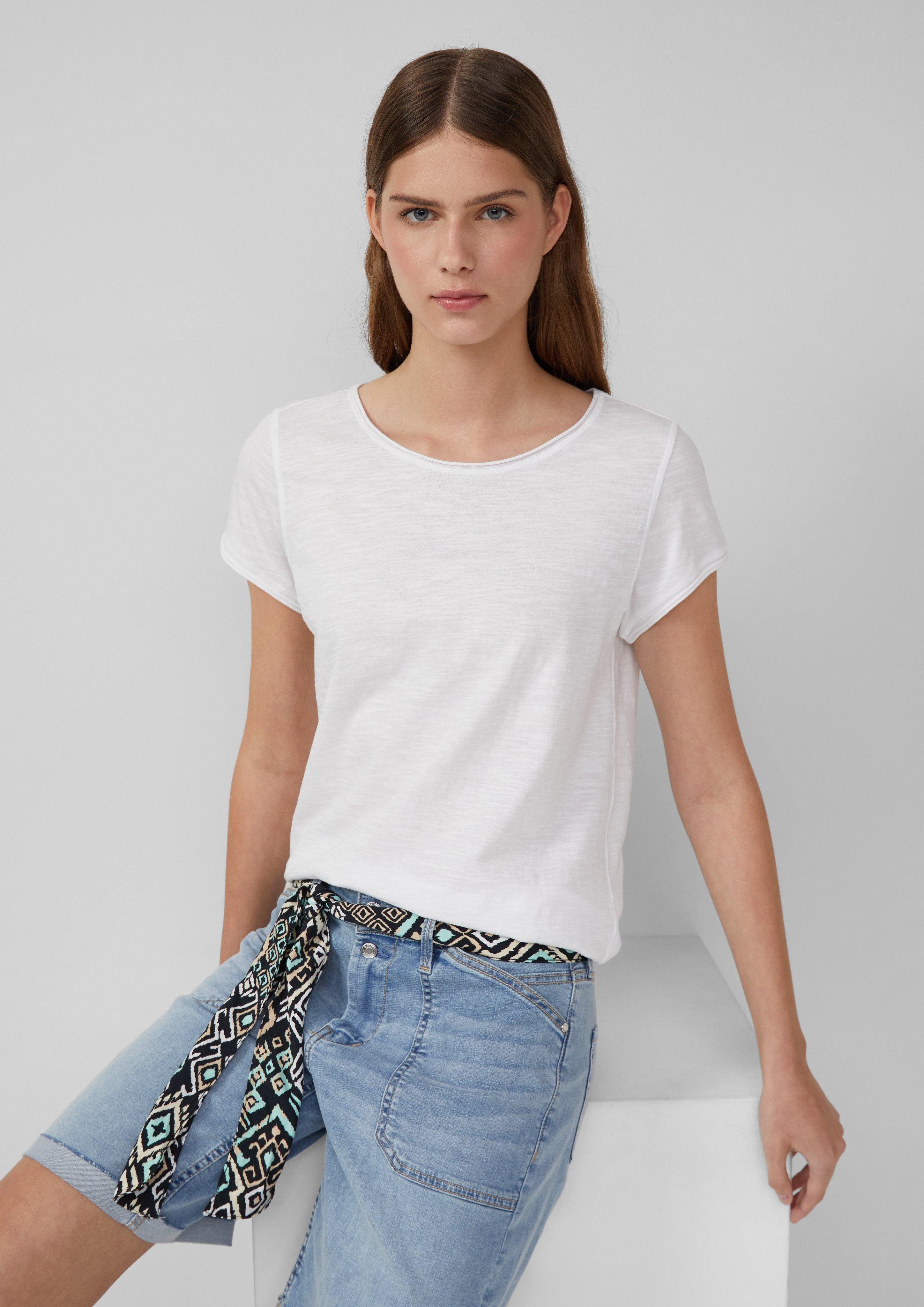s.Oliver Kurzarmshirt T-Shirt mit Rollkanten und günstig online kaufen