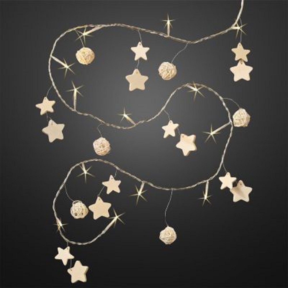 Hellum Lichterkette »Hellum LEDLichterkette Holzsterne/bälle 20 BS