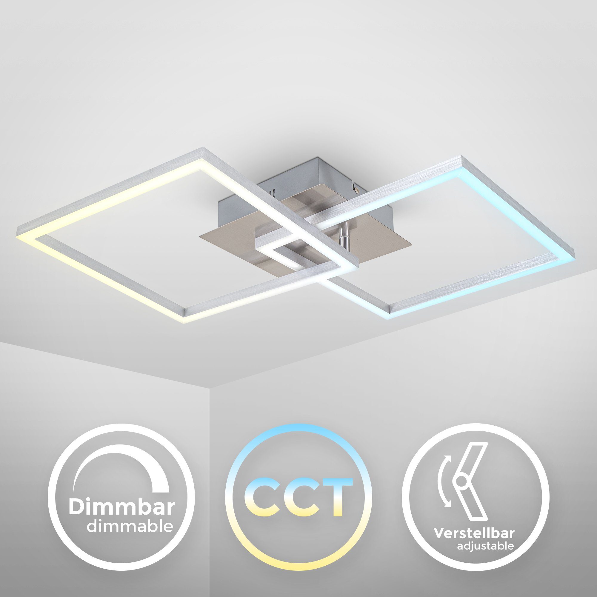 B.K.Licht Deckenleuchten, LED fest integriert, Neutralweiß, schwenkbar, CCT Kaltweiß, Timer, Fernbedienung dimmbar, Warmweiß, Farbtemperatursteuerung