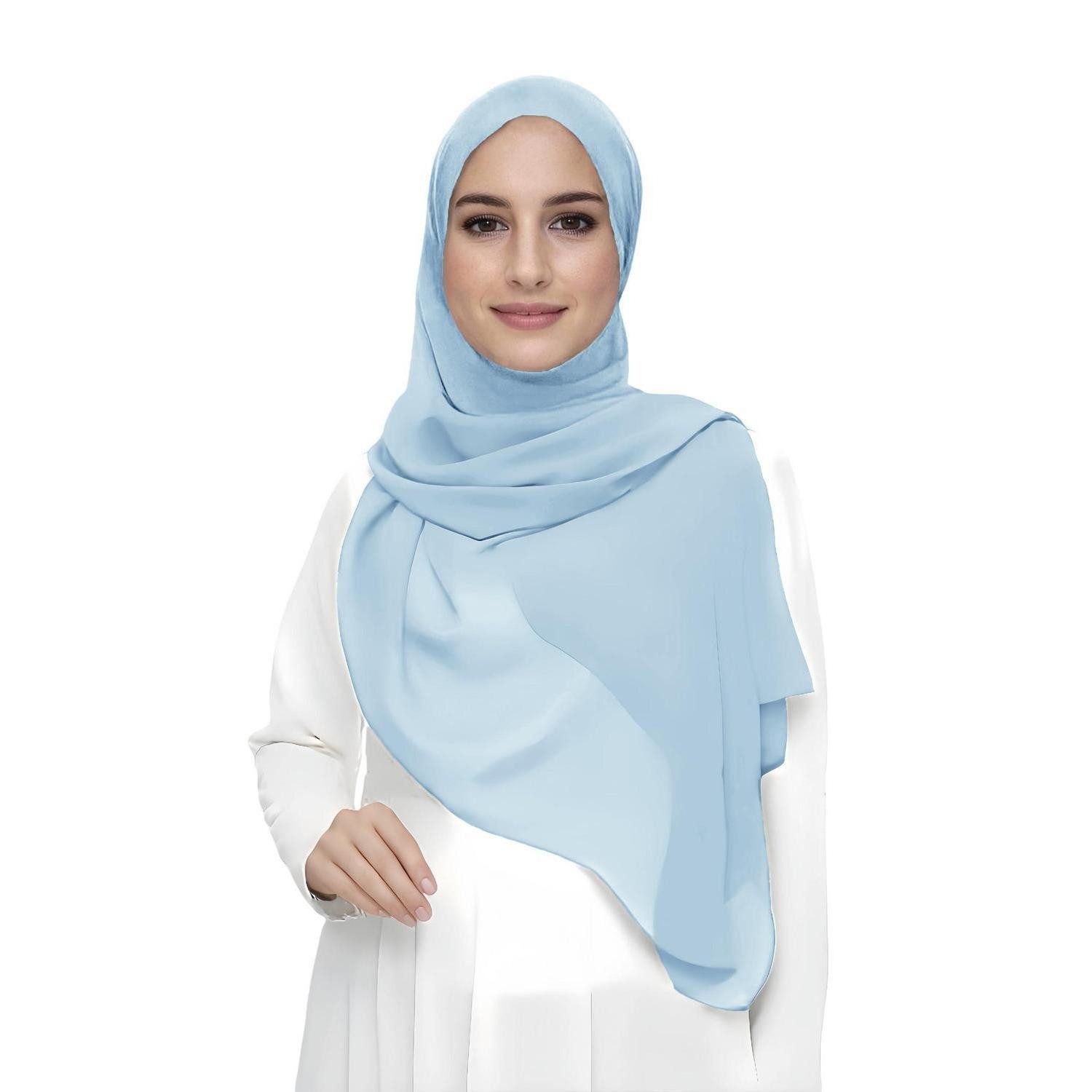 LuxusKollektion Kopftuch Hijab Premium Chiffon Hellblau, (1-St)