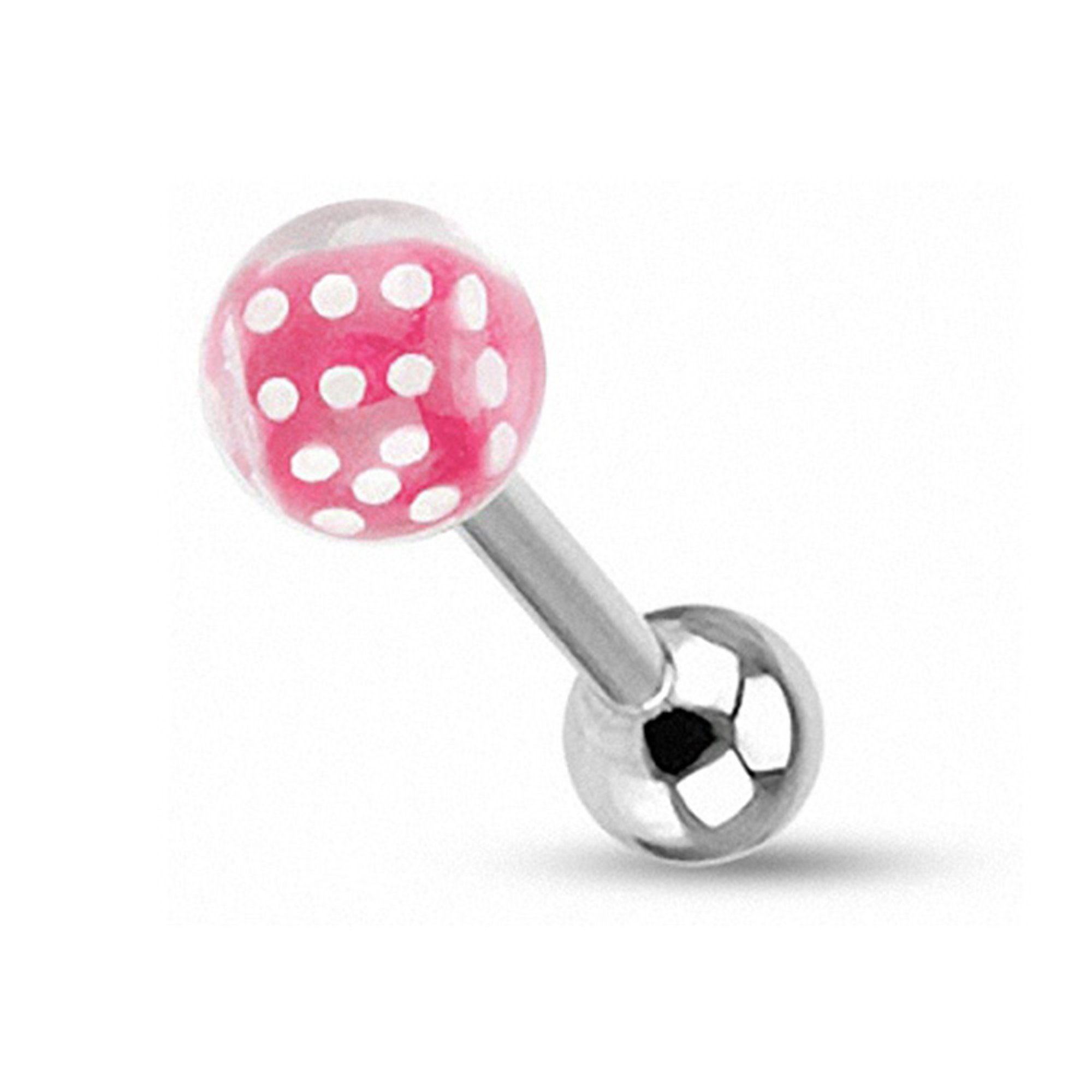 Taffstyle Piercing-Set Zungenpiercing Ohr Kugel Ball Würfel Inlay, Piercingfaktor Barbell Hantel Stecker Intim Brust Ohr Tragus Helix Pink