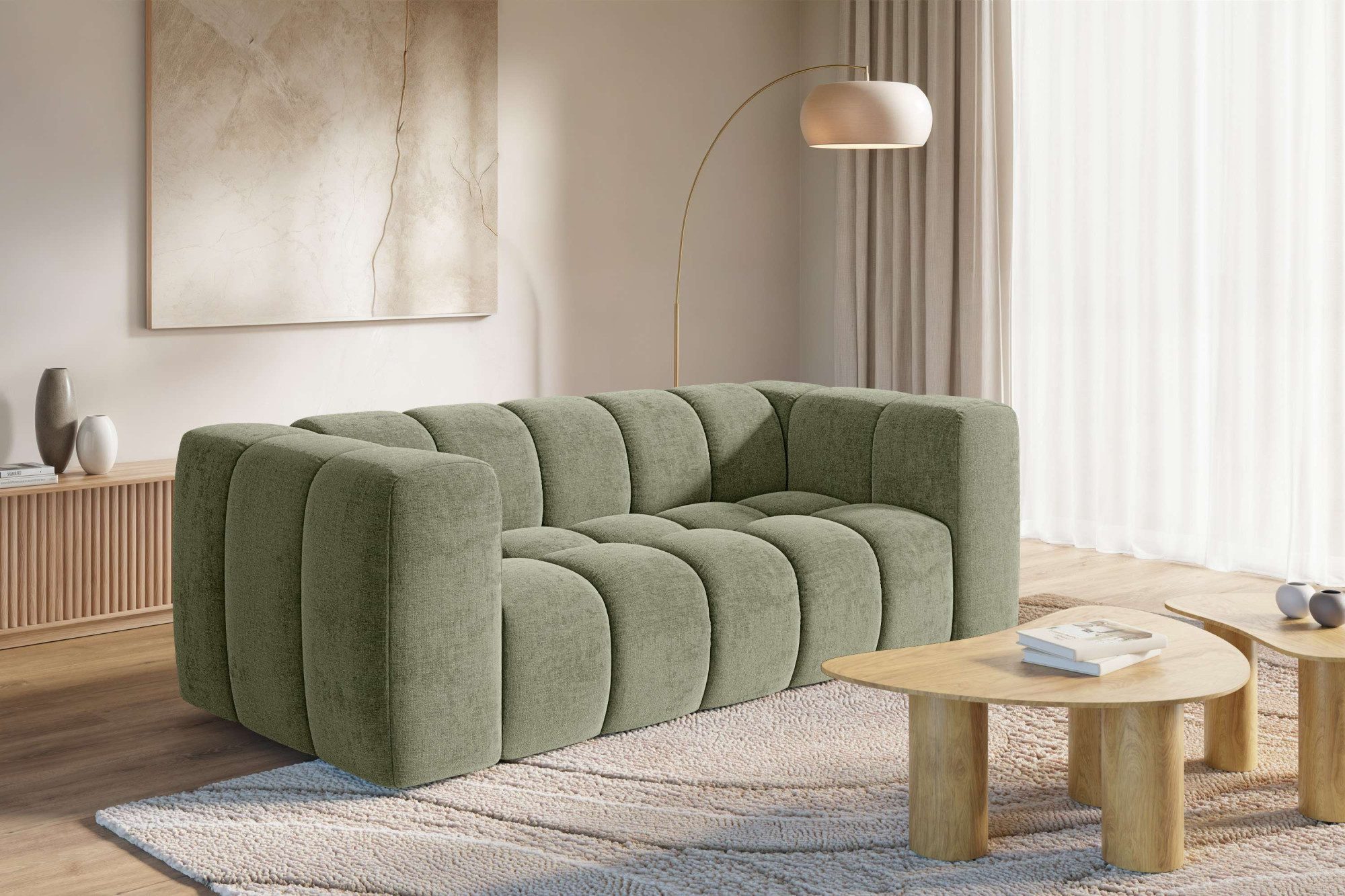 homsy by Ana Johnson 3-Sitzer »L« BOUBELLE Design-Sofa, Bubble-Optik, Breite 217 cm, hoher Sitzkomfort dank Wellenunterfederung, L Sitztiefe 63 cm
