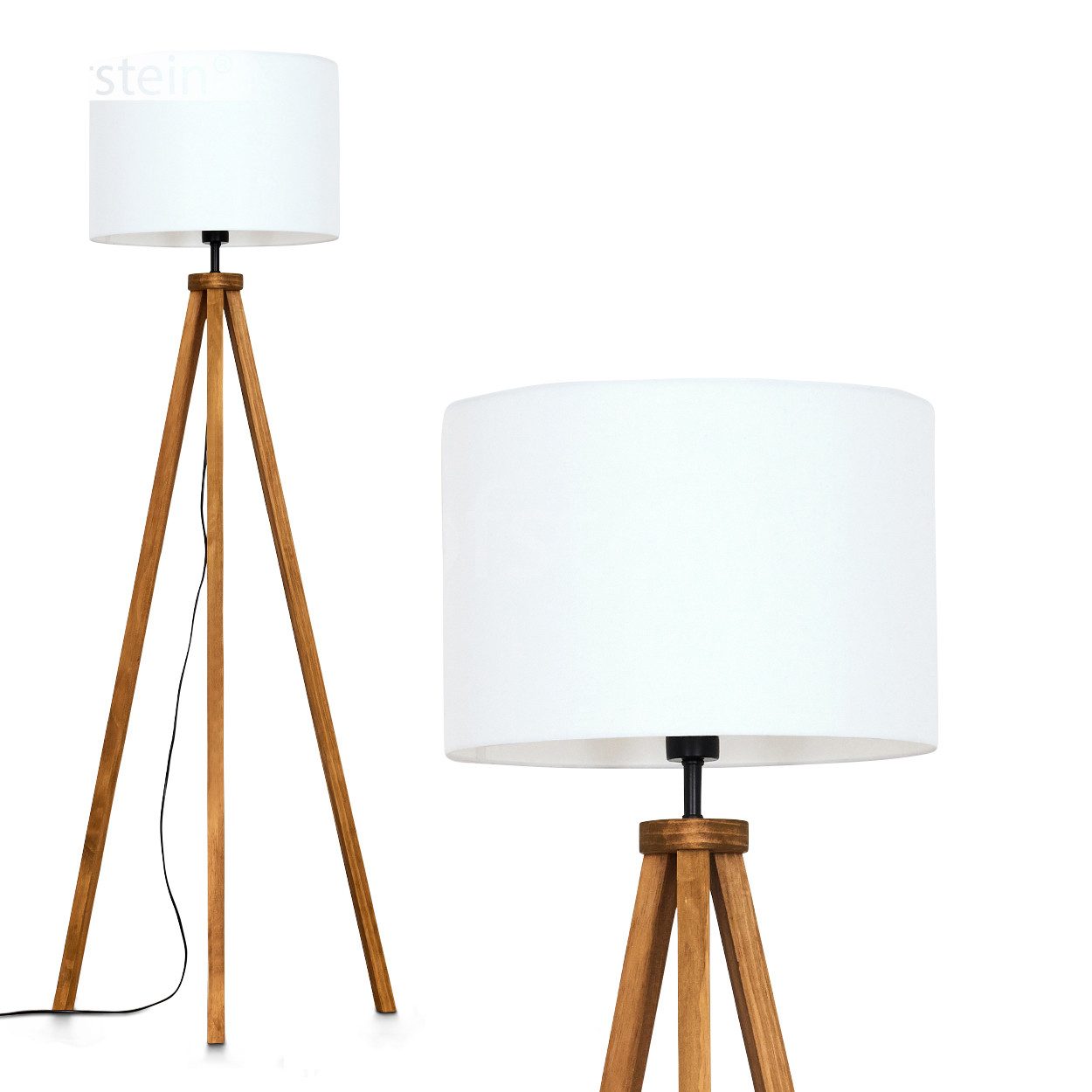 Stehlampe Stehlampe aus Holz/Stoff in Naturfarben/Weiß