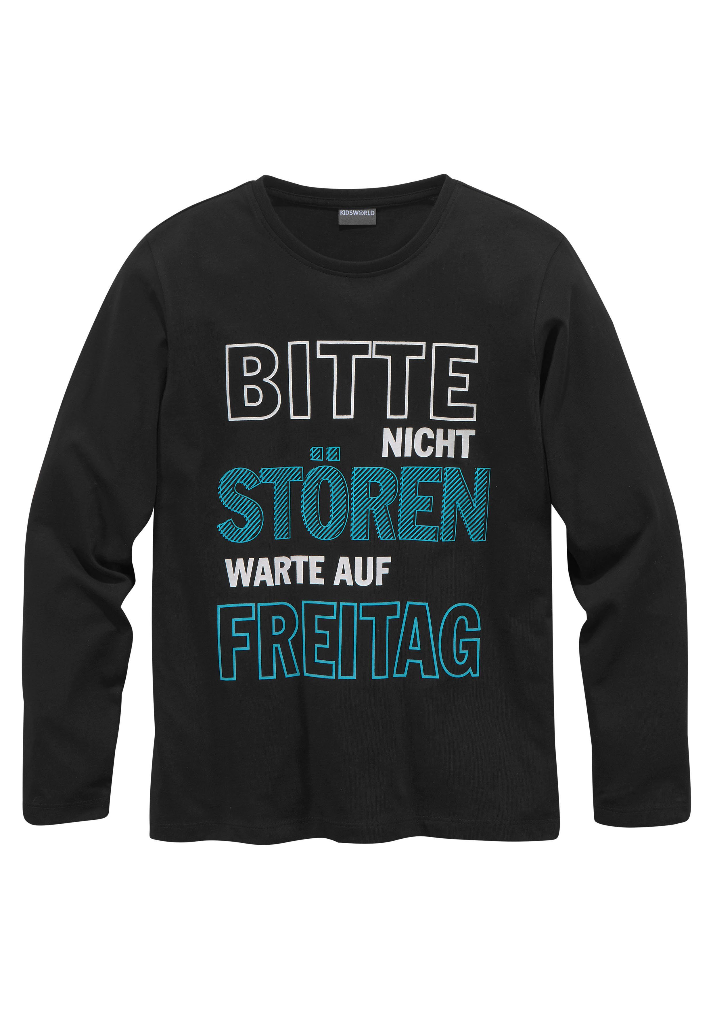 KIDSWORLD Langarmshirt Bitte nicht stören... Langarm, Basic-Passform, bedruckt, Rundhalsausschnitt. Reduzierter Preis € 12,99. Unverbindliche Preisempfehlung € 14,99, (€ 12,99 pro 1 Stk)