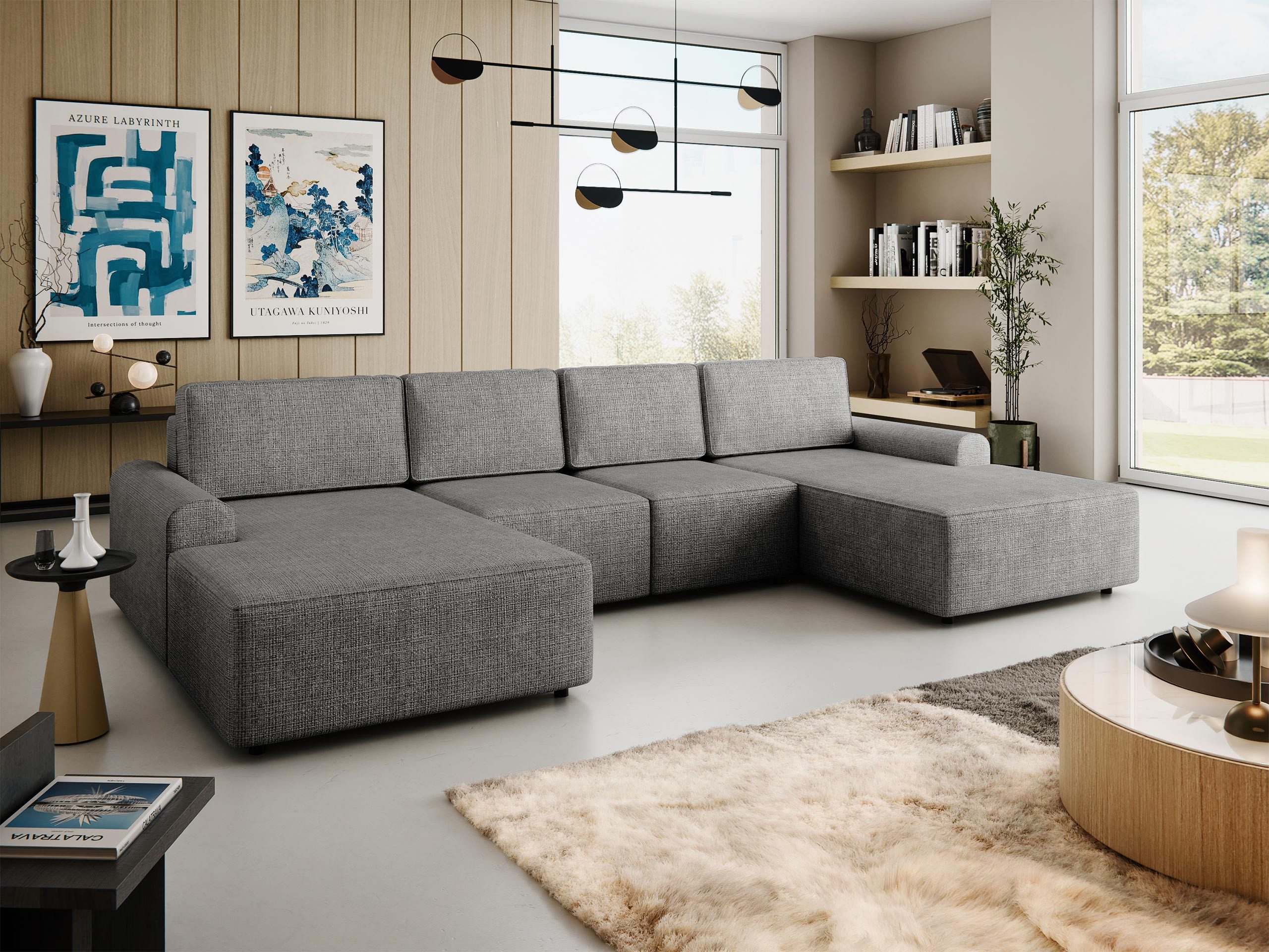 MIRJAN24 Wohnlandschaft Bella XL, mit Schlaffunktion und Bettkasten, U-Form, Ausziehmechanismus MOS