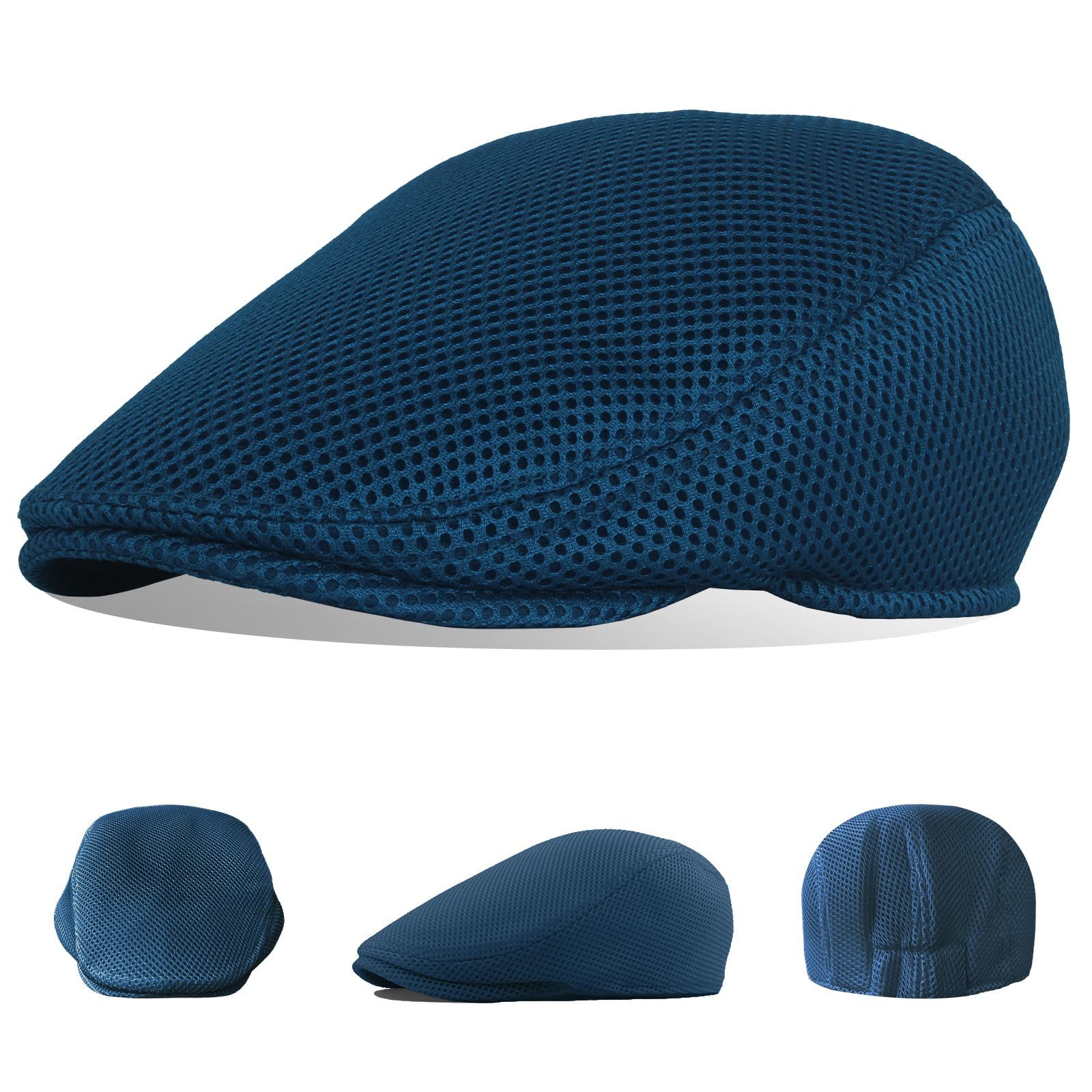 Zaewry Flat Cap Herren Atmungsaktive Mesh-Sommermütze Verstellbare Schiebermütze Baskenmütze Ivy Cap Cabbie Flat Cap