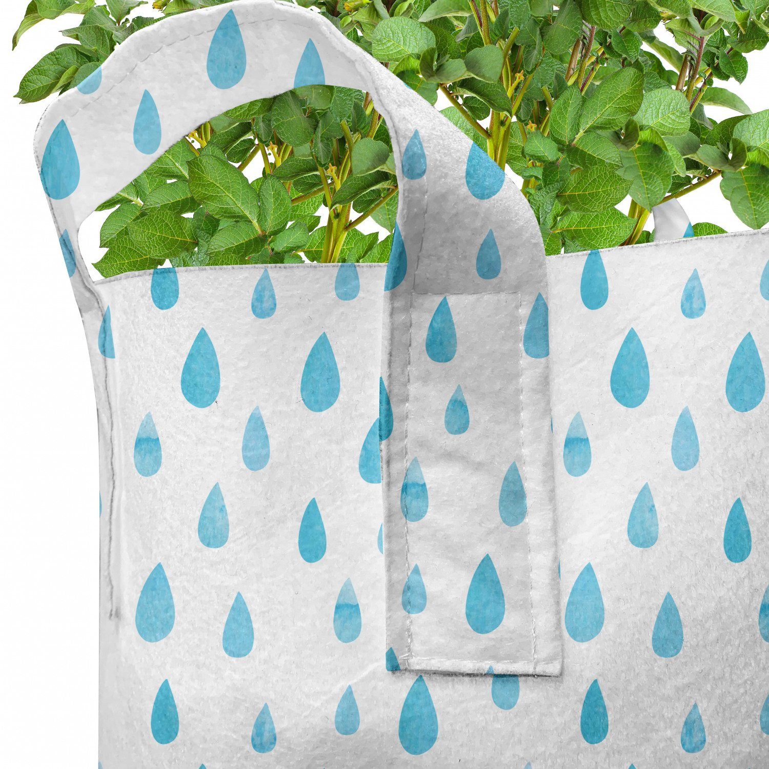 Abakuhaus Pflanzkübel hochleistungsfähig Stofftöpfe Pflanzen, Regentropfen mit Griffen Blau Aquarell für