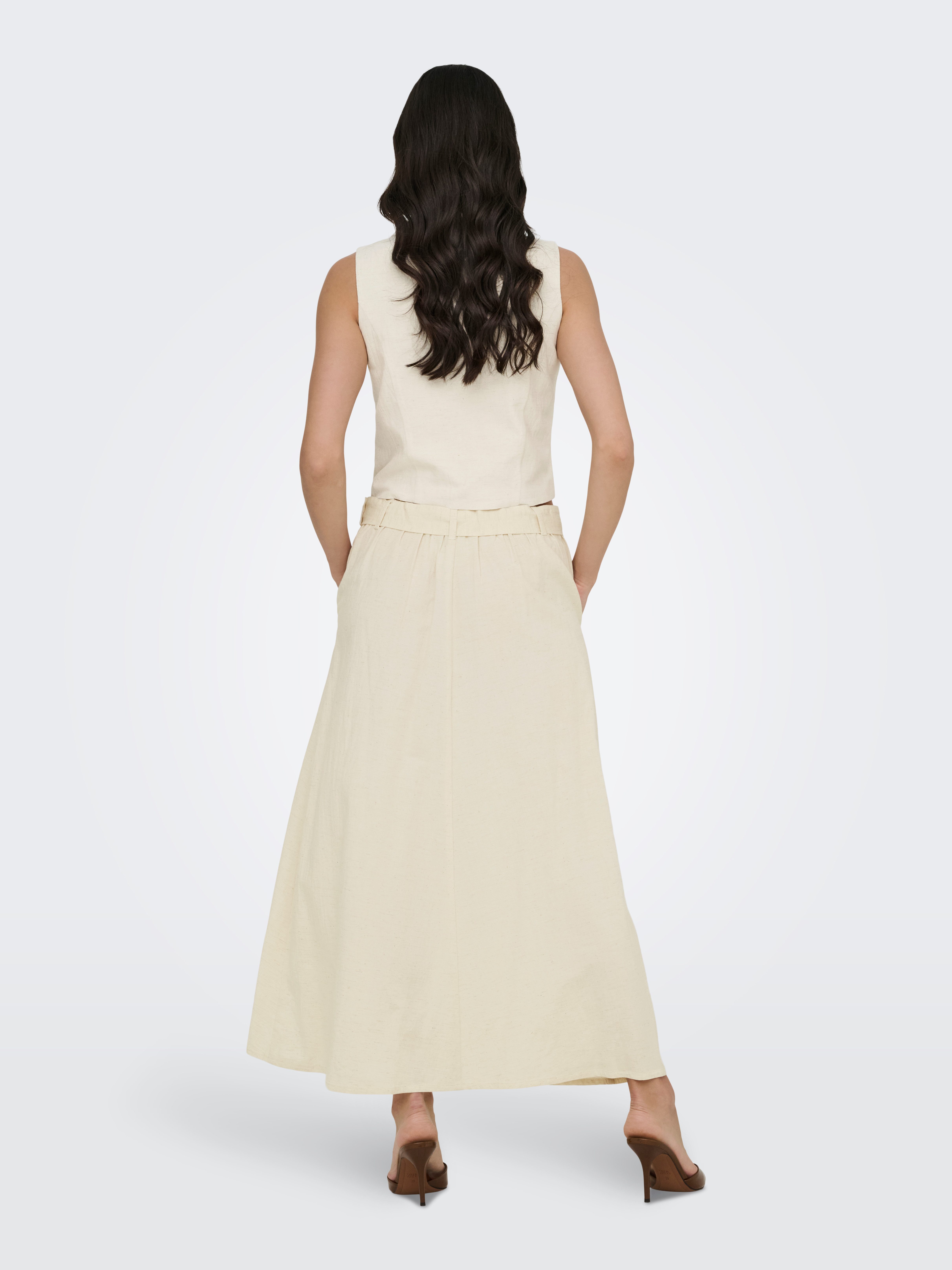 JDY Maxirock JDYMILAN LINEN HW BELTED SKIRT WVN DIA Sommerrock mit Leinen