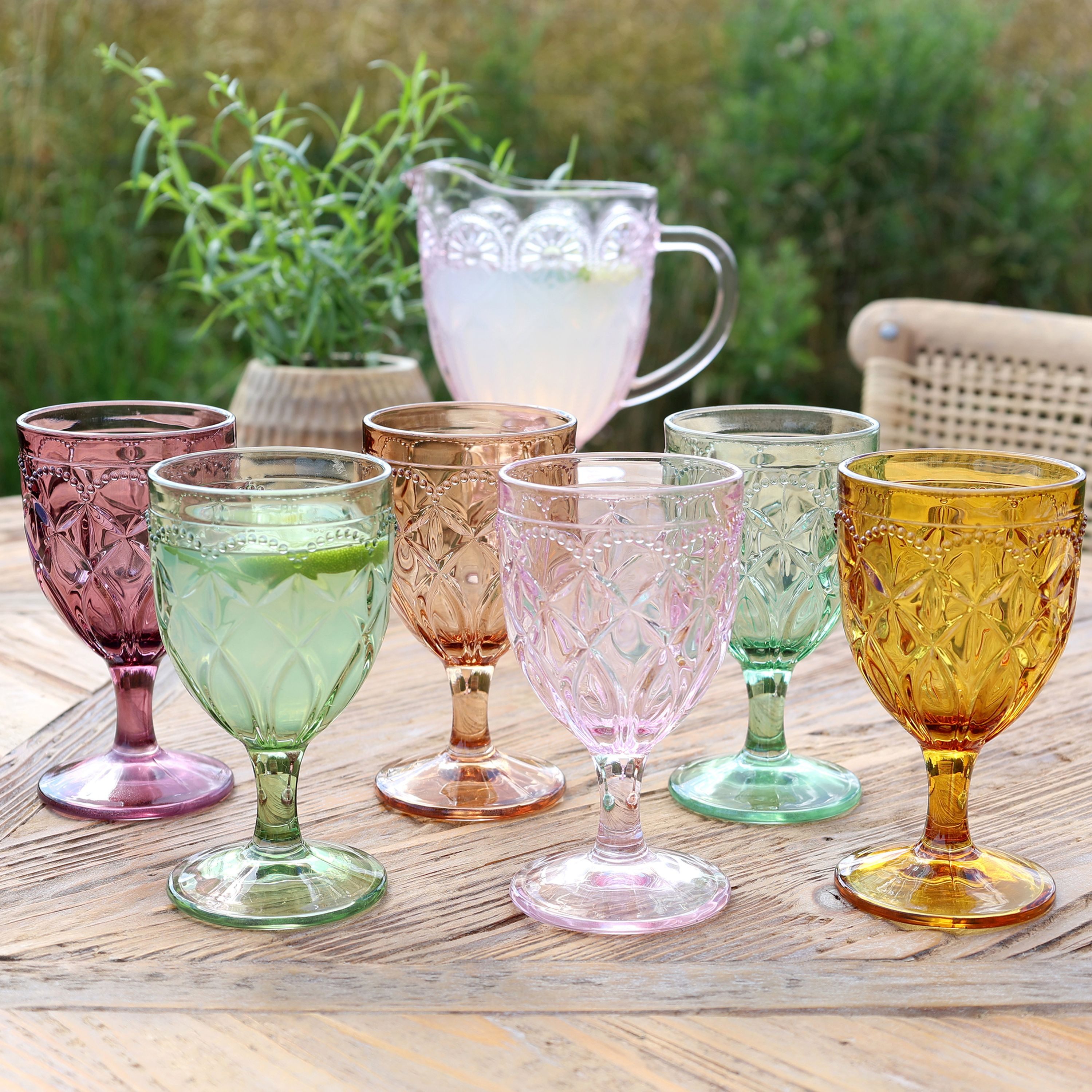 Chic Antique Gläser-Set Chic Antique - 6er Set Weingläser Weinglas 250ml Bunt mit Muster, Glas