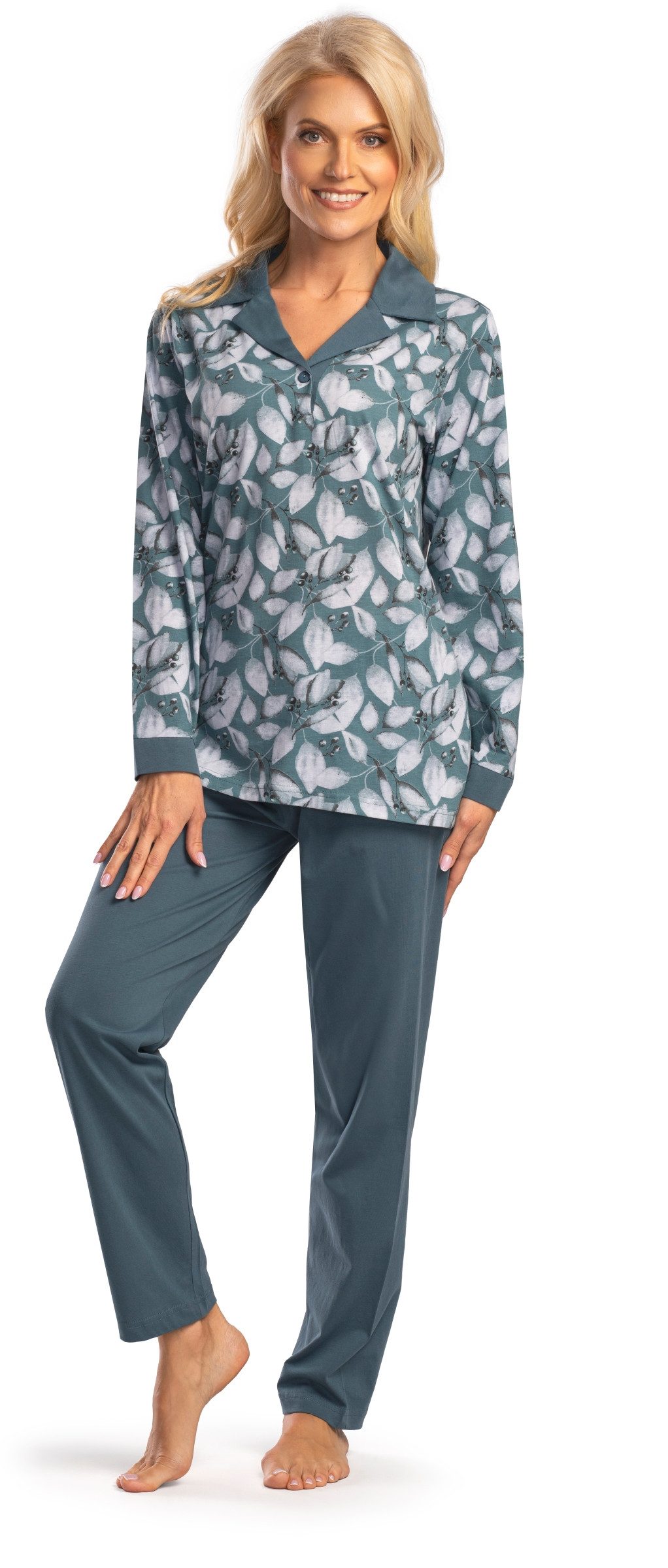 Consult-Tex Pyjama Damen Langarm Pjama, Schlafanzug mit Reverskragen (Packu günstig online kaufen