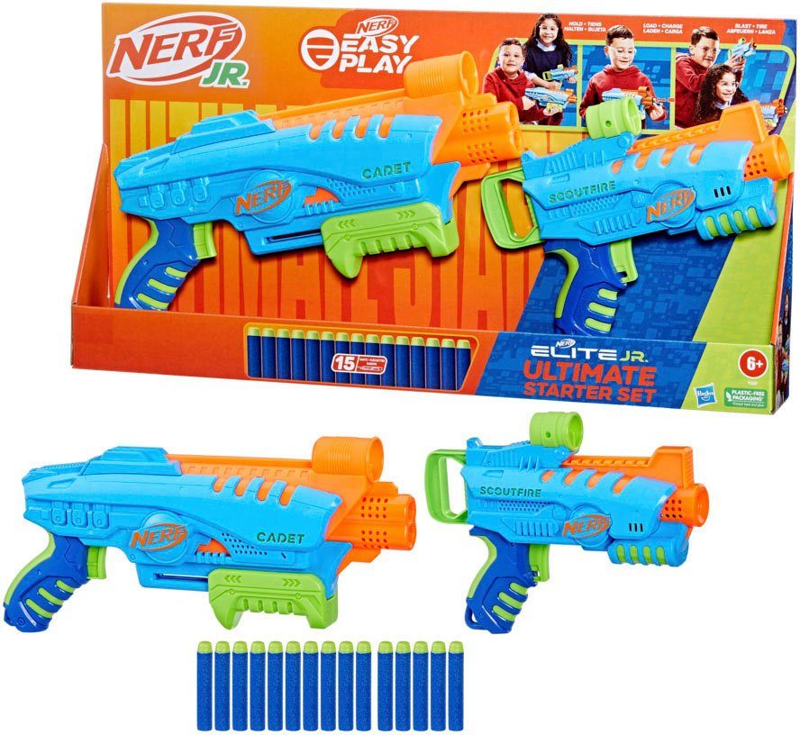 Hasbro Blaster Nerf Elite Jr, Ultimate Starter Set, inklusive 15 Darts