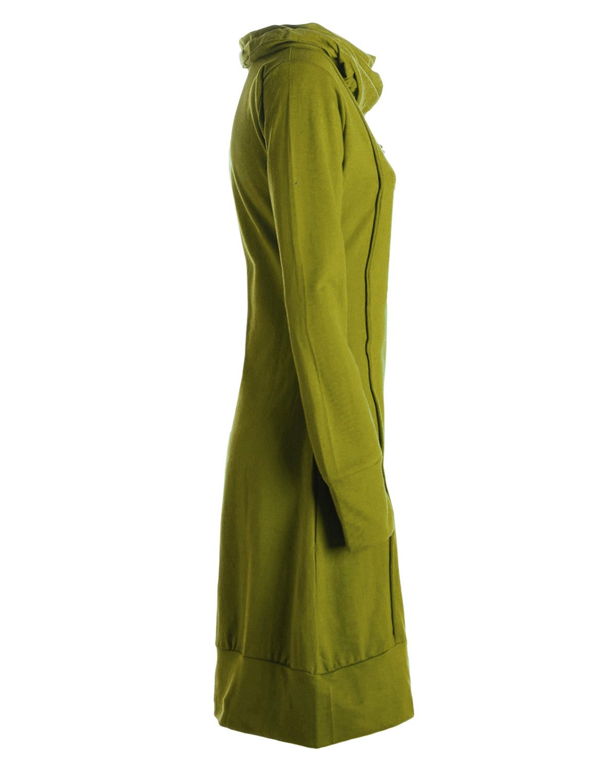 Vishes Jerseykleid Knielanges Kleid Baumwolle Schalkragen elastischer Bund mit Kordel-Zug Alternative Bekleidung, Ethno, Hippie, Retro Style