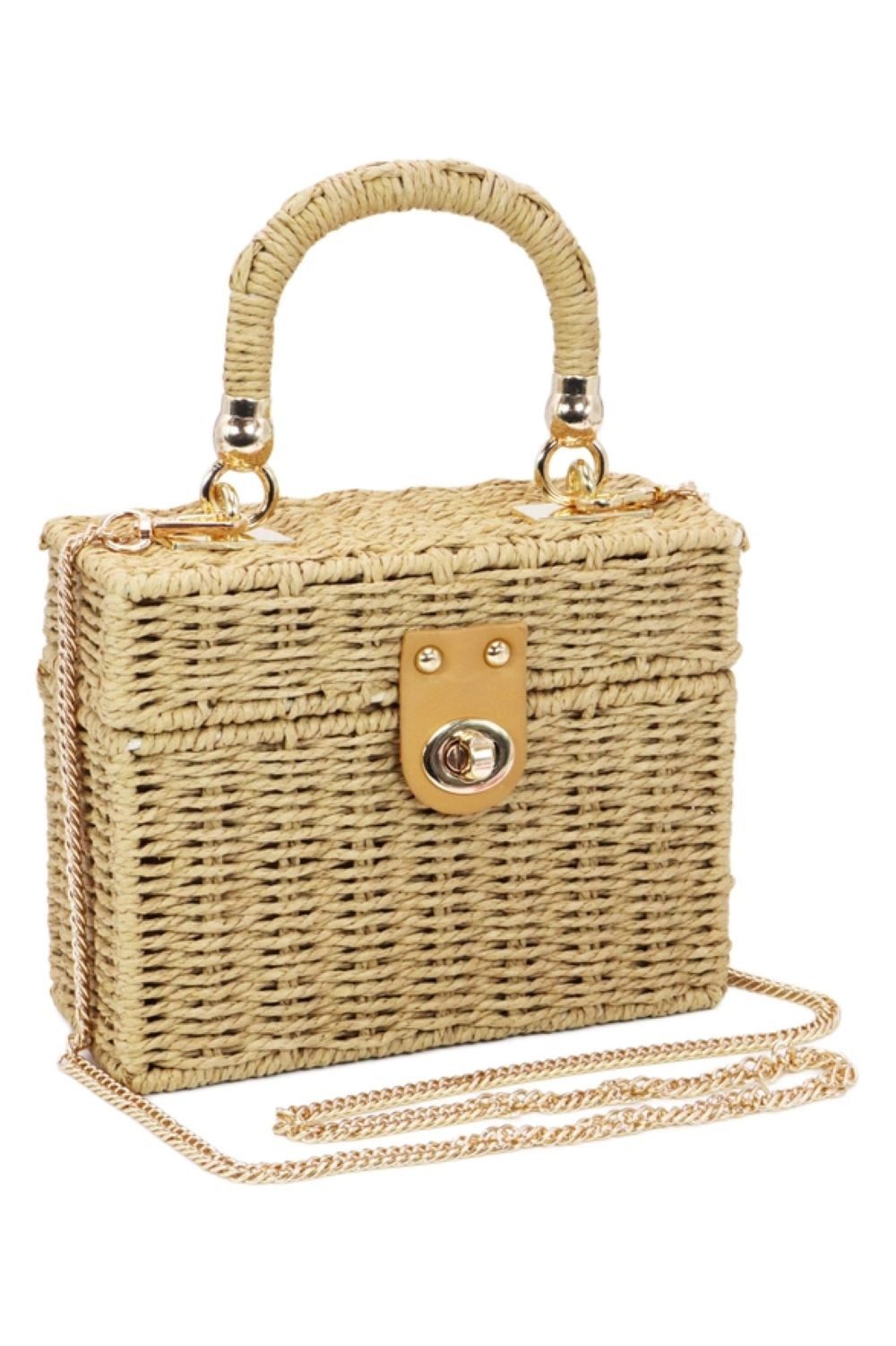 Goodman Design Handtasche Quadratische Rattan-Top-Griff-Tasche – natürlich, elegant, vielseitig, Leichtgewicht – angenehm zu tragen, auch unterwegs