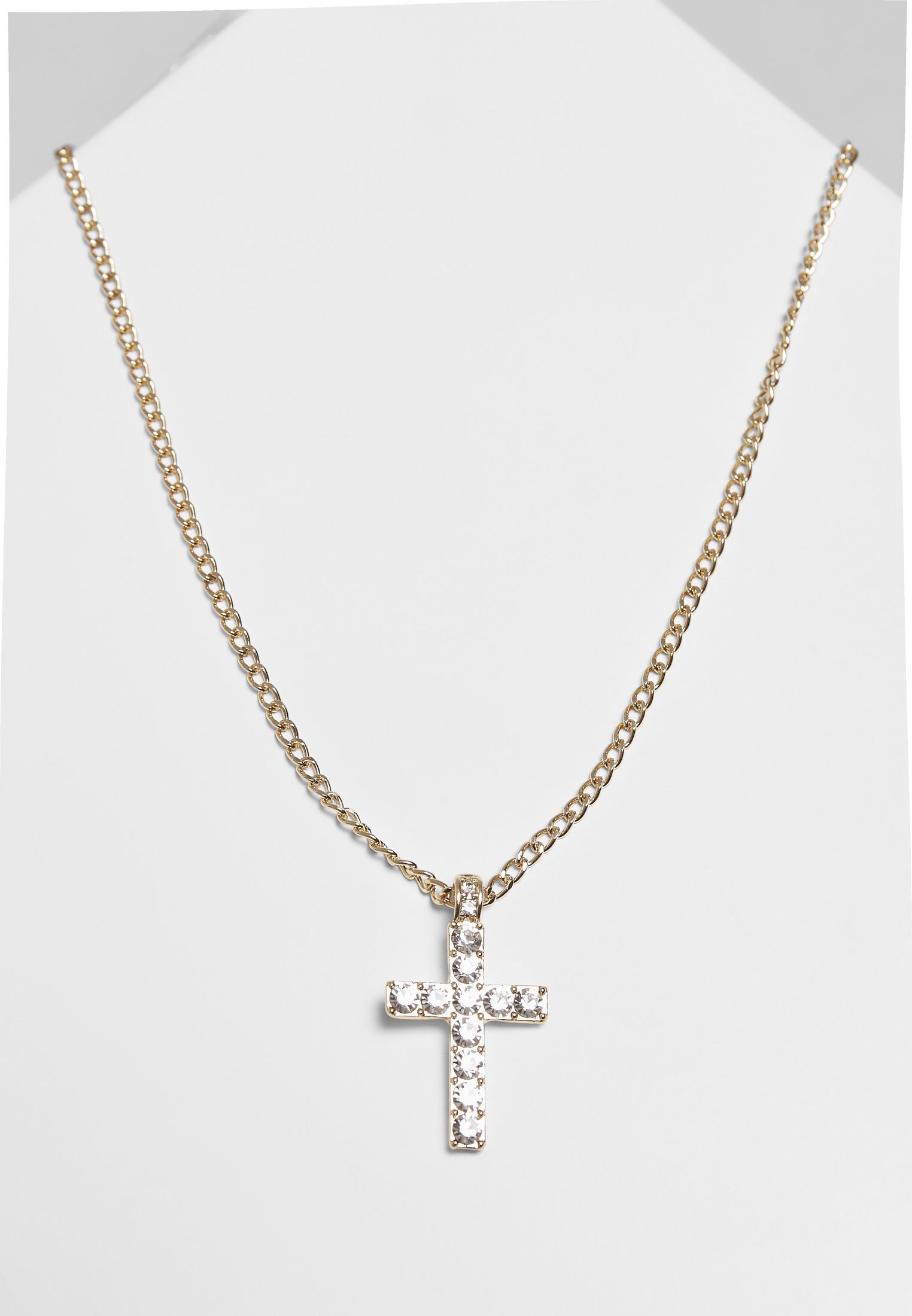 URBAN CLASSICS Edelstahlkette Accessoires Cross Necklace gold Diamond