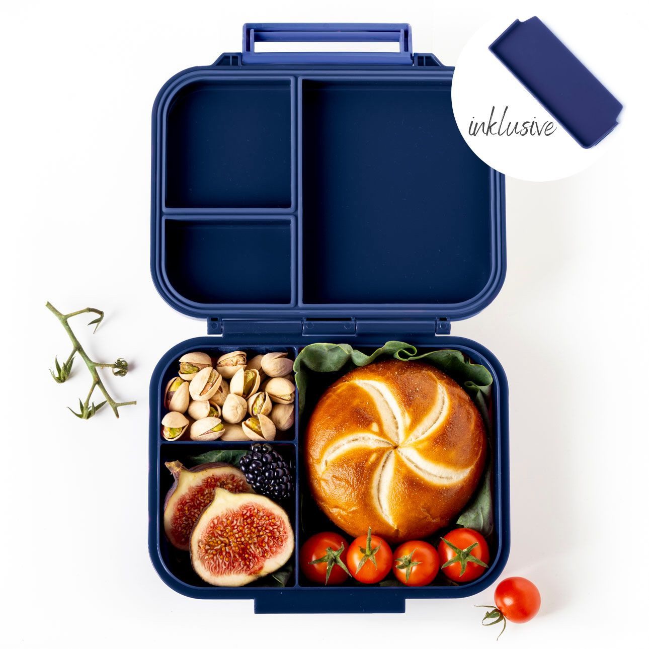 LEKKABOX Lunchbox Mini Kinder Bentobox, 3 Fächer - Brotdose Vesperdose Brotbüchse, Für feuchte Lebensmittel auslaufsicher, inkl. extra Trenner