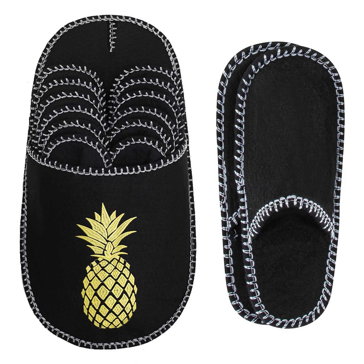 ONVAYA ABS Gästepantoffel, Ananas, 6er Set, Antirutsch, Hausschuhe, Filz Hausschuh