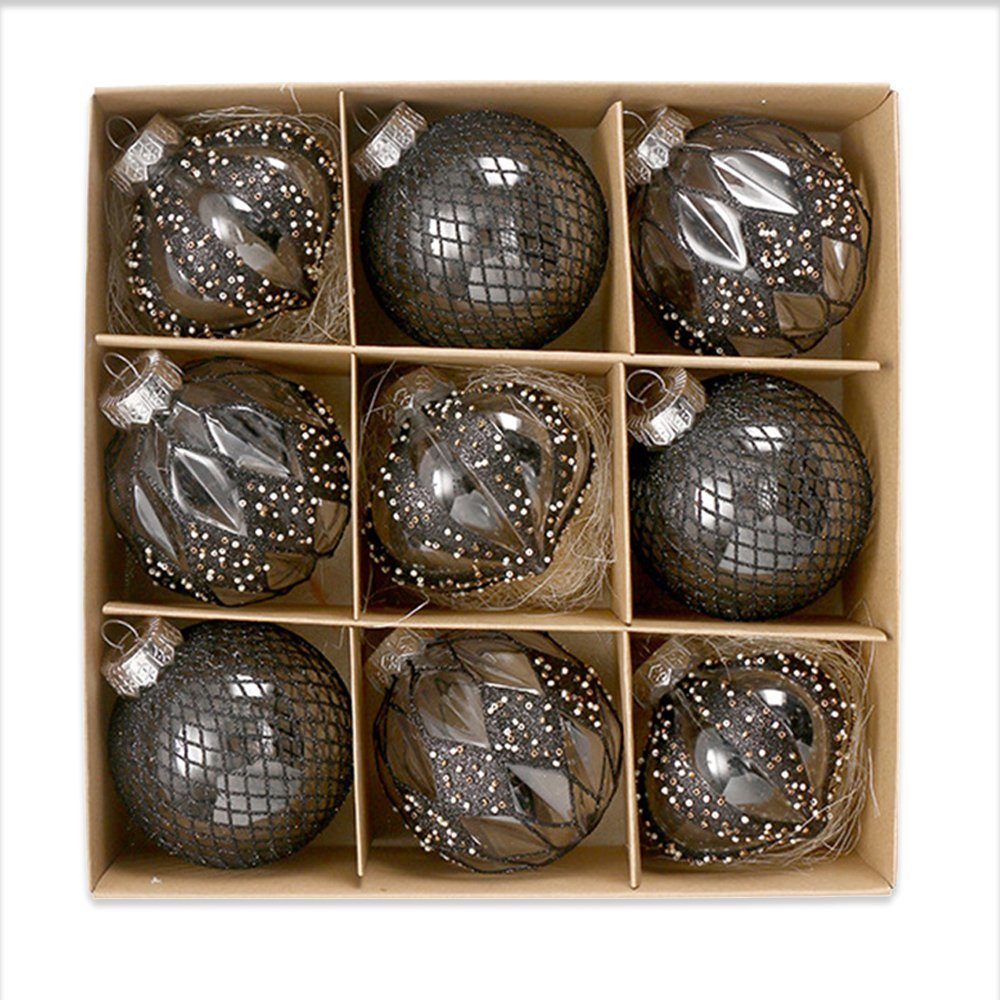 Weihnachtskugeln, Schöne (9 Partys Dekoratvie, St), Weihnachtlichen Für Bruchsicher mit Mehrweg Aufhängen Kunststoff Weihnachtsbaumkugel Gold Dekorative Christbaumkugeln