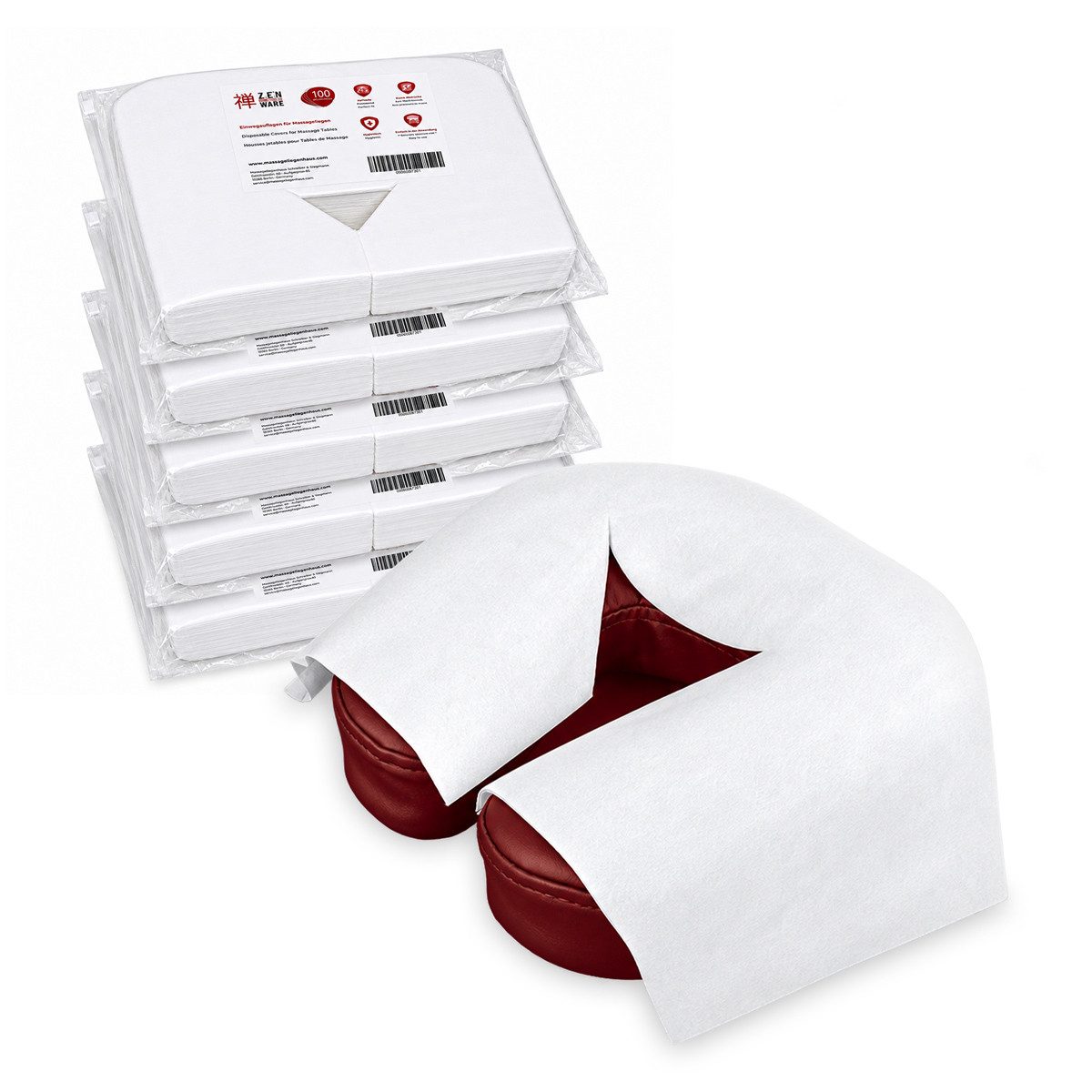 ZEN MASSAGE WARE Massageliege ZEN Einwegauflagen für die Massageliege 5x 100Stk. (500-St), Gesichtsauflagen aus angenehm weichem Vlies-Stoff