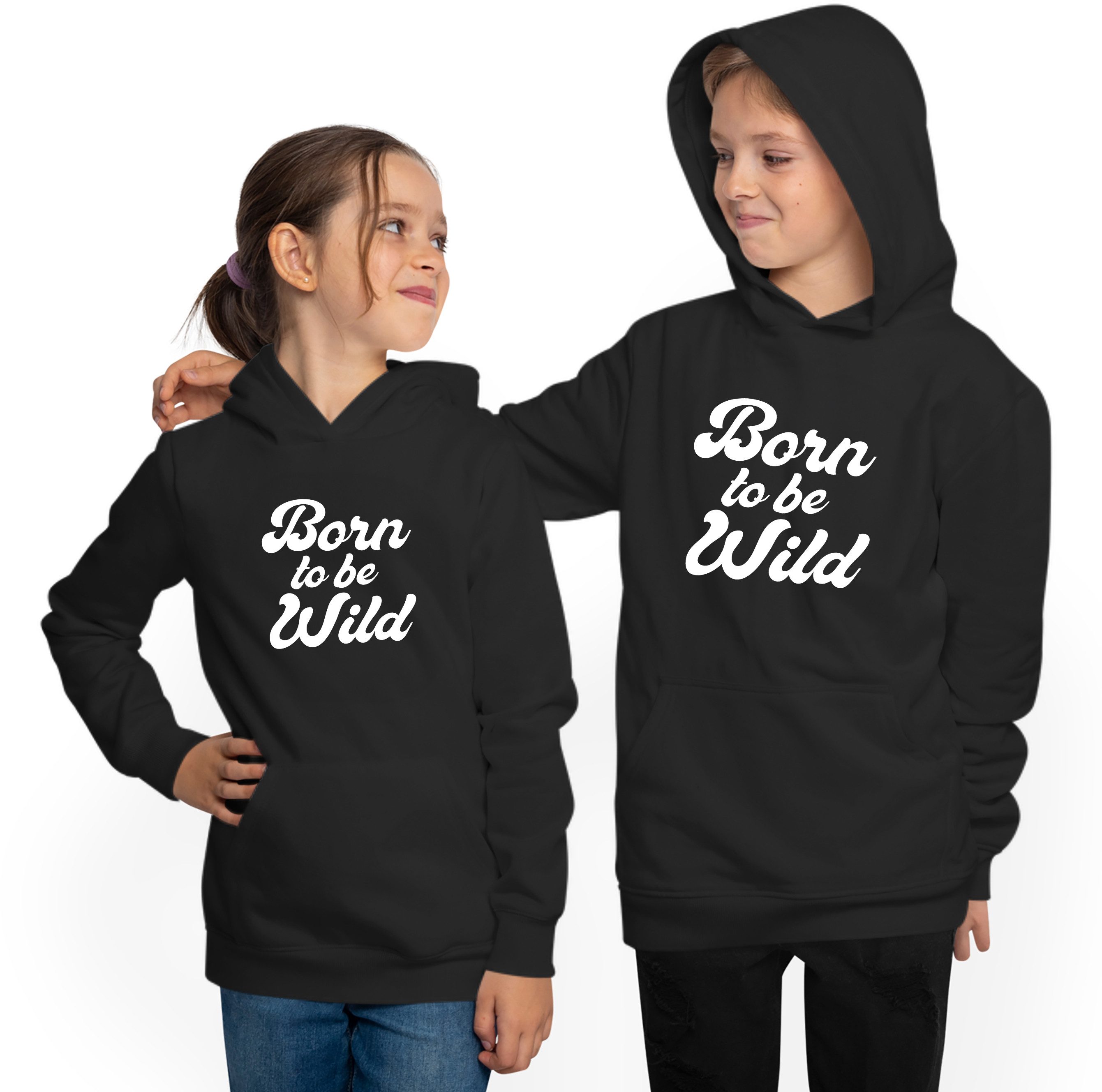 MyDesign24 Hoodie für Jungen und Mädchen - Born to be Wild! Hoodie mit Spruch i750