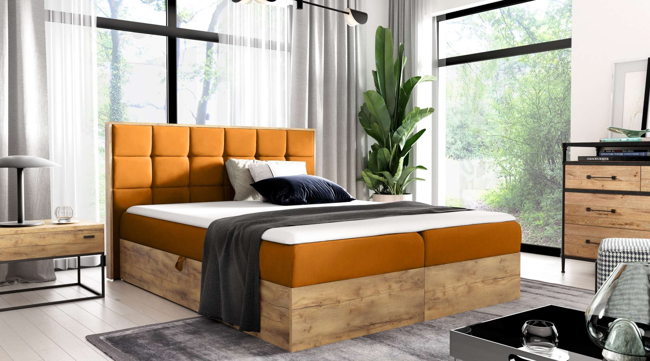 99rooms Boxspringbett Florida (Schlafzimmerbett, Bett), 120/140/160/180/200x200, Bonellfederkern Matratze, Topper, Bettkasten