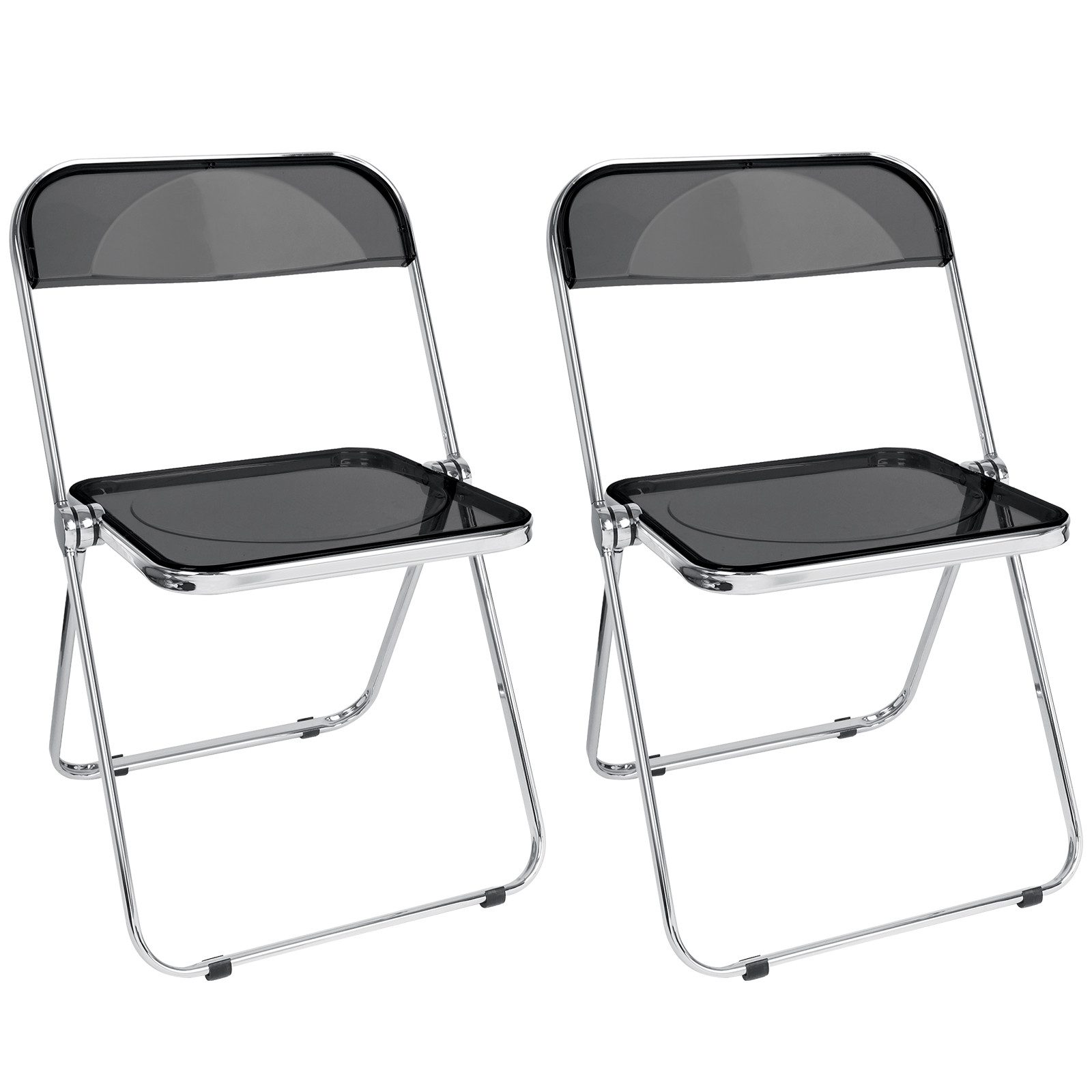 JEOBEST Klappstuhl Bürostuhl Gästestuhl zum Klappen, Acryl Transparent Stuhl, (2er-Set), Stahlrahmen mit Chrom-Finish, bis 120 kg belastbar