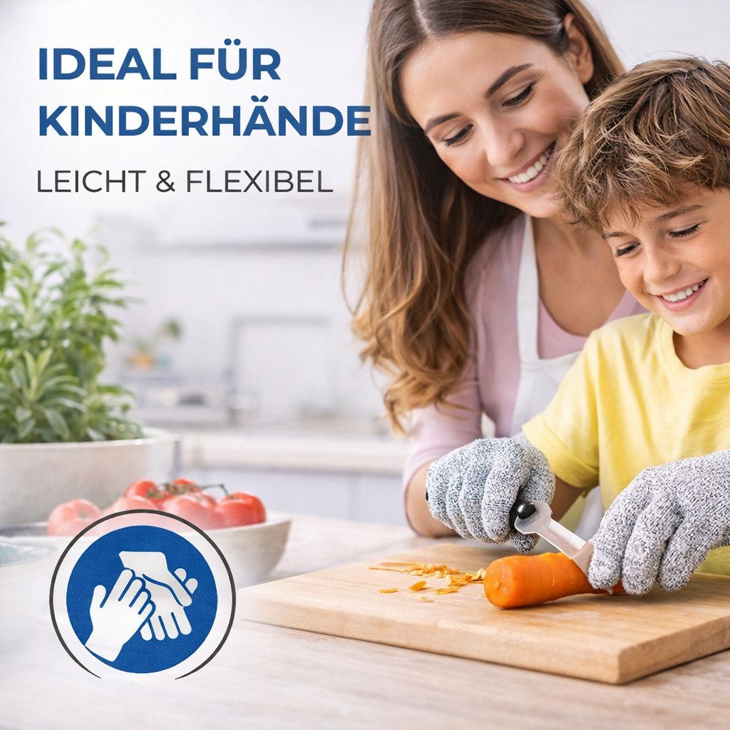 TK Gruppe Arbeitshandschuhe Schnittschutzhandschuhe EN 388 – Kinder schnittfest Kettenhandschuhe (1-St., Set)