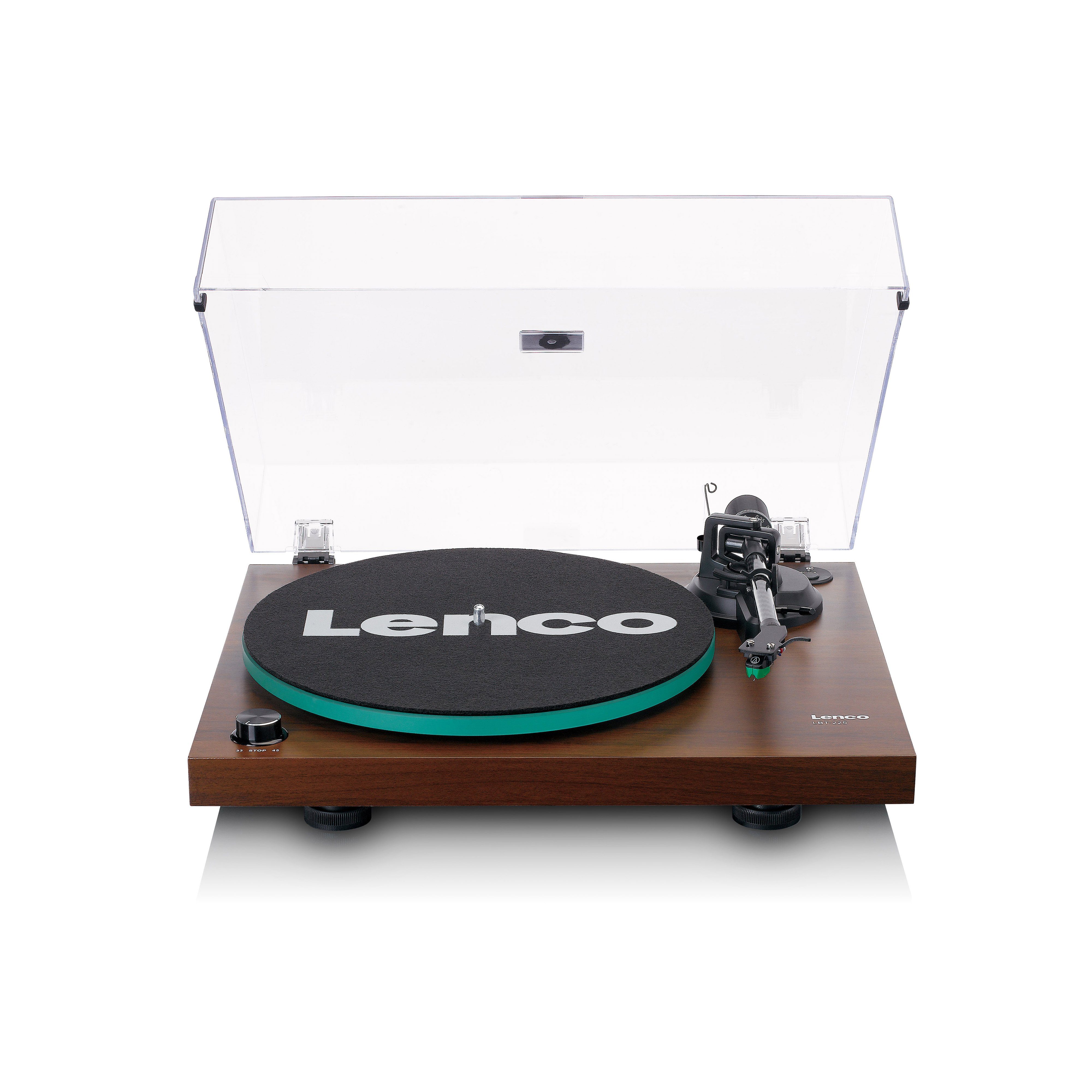Lenco LBT-225WA Plattenspieler (Riemenantrieb, Bluetooth, Hifi-Sound & Glas-Plattenteller, USB & Bluetooth inkl. Schutzhaube)