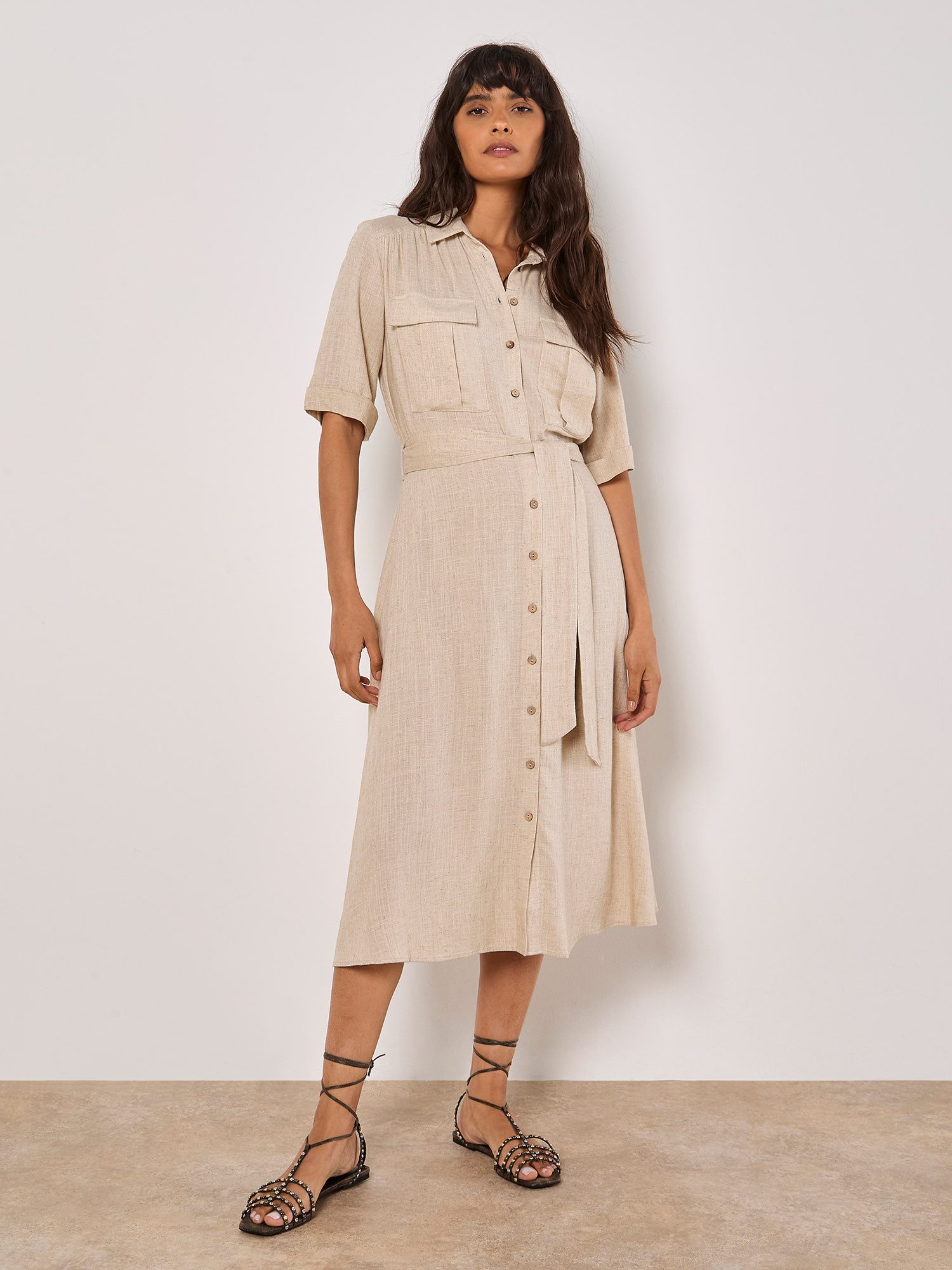 Sommerkleid Leinen-Hemdblusenkleid