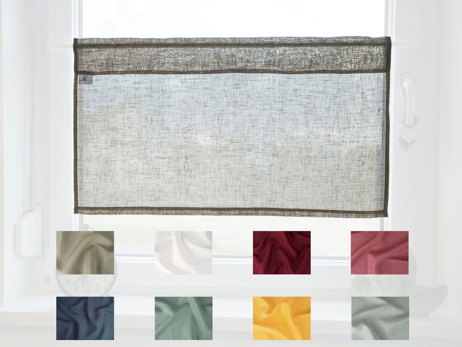 Lino bistrogardine aprox 85x45 cm Taupe de 100% lino Beties cortina Gardine 