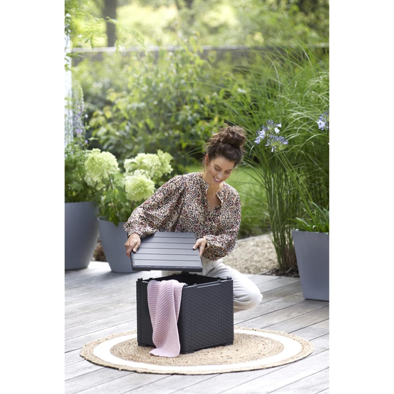 Keter Gartentisch, Tisch mit Aufbewahrungsfunktion Graphit