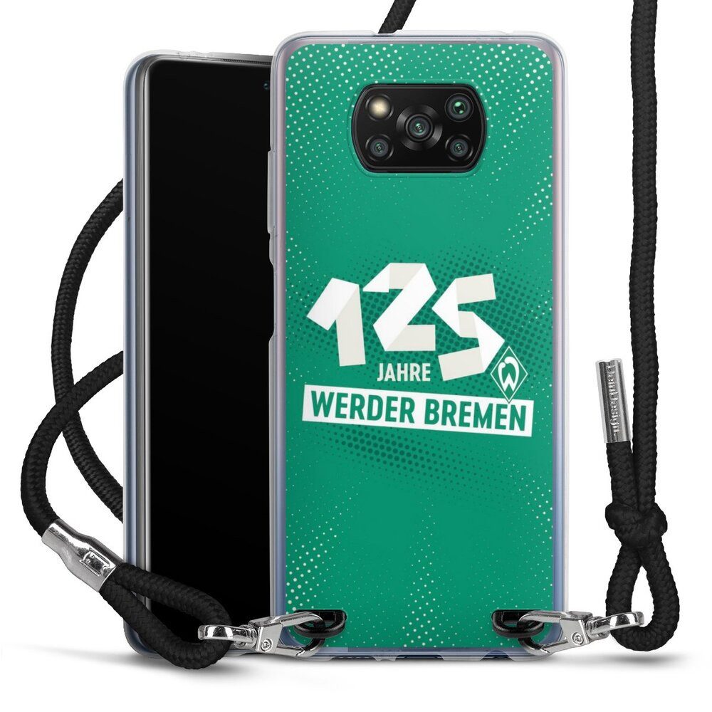 DeinDesign Handyhülle 125 Jahre Werder Bremen Offizielles Lizenzprodukt, Xiaomi Poco X3 nfc Handykette Hülle mit Band Case zum Umhängen