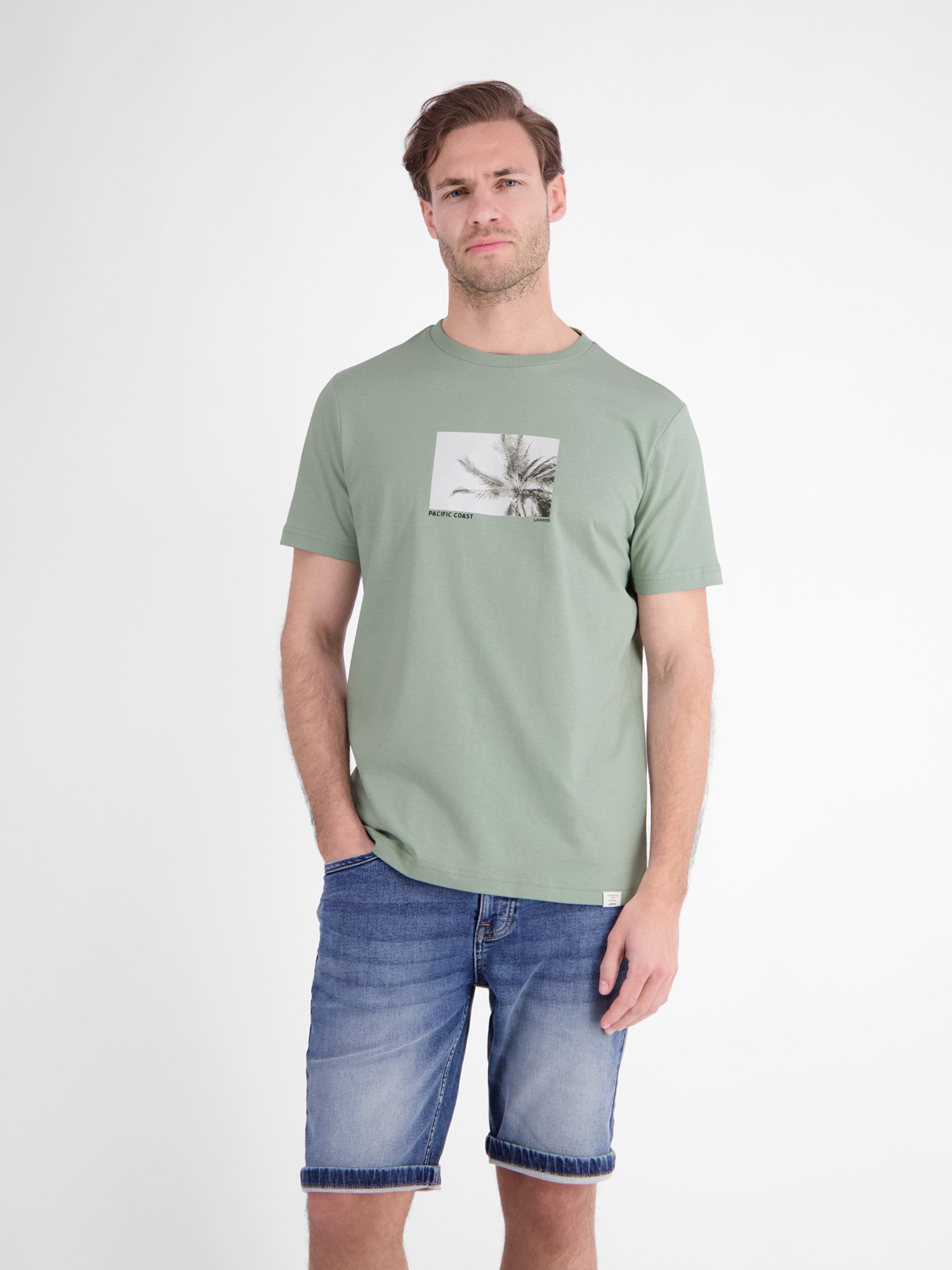 T-Shirt Baumwoll T-Shirt mit Motiv-Print und bequemem Rundkragen