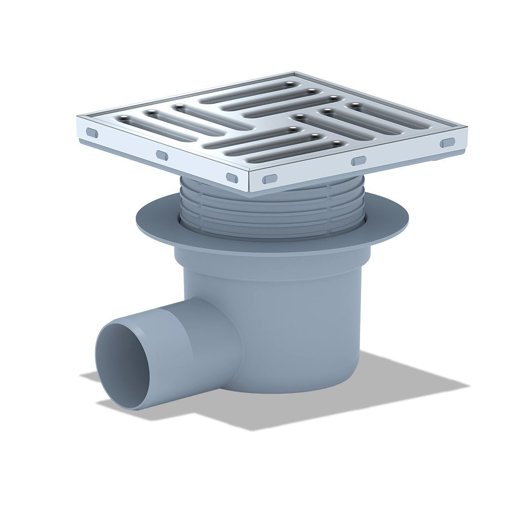 Belvit Bodenablauf BV-AB1011, 1-tlg., Belvit Bodenablauf Edelstahl Eck 150x150 mm höhenverstellbar