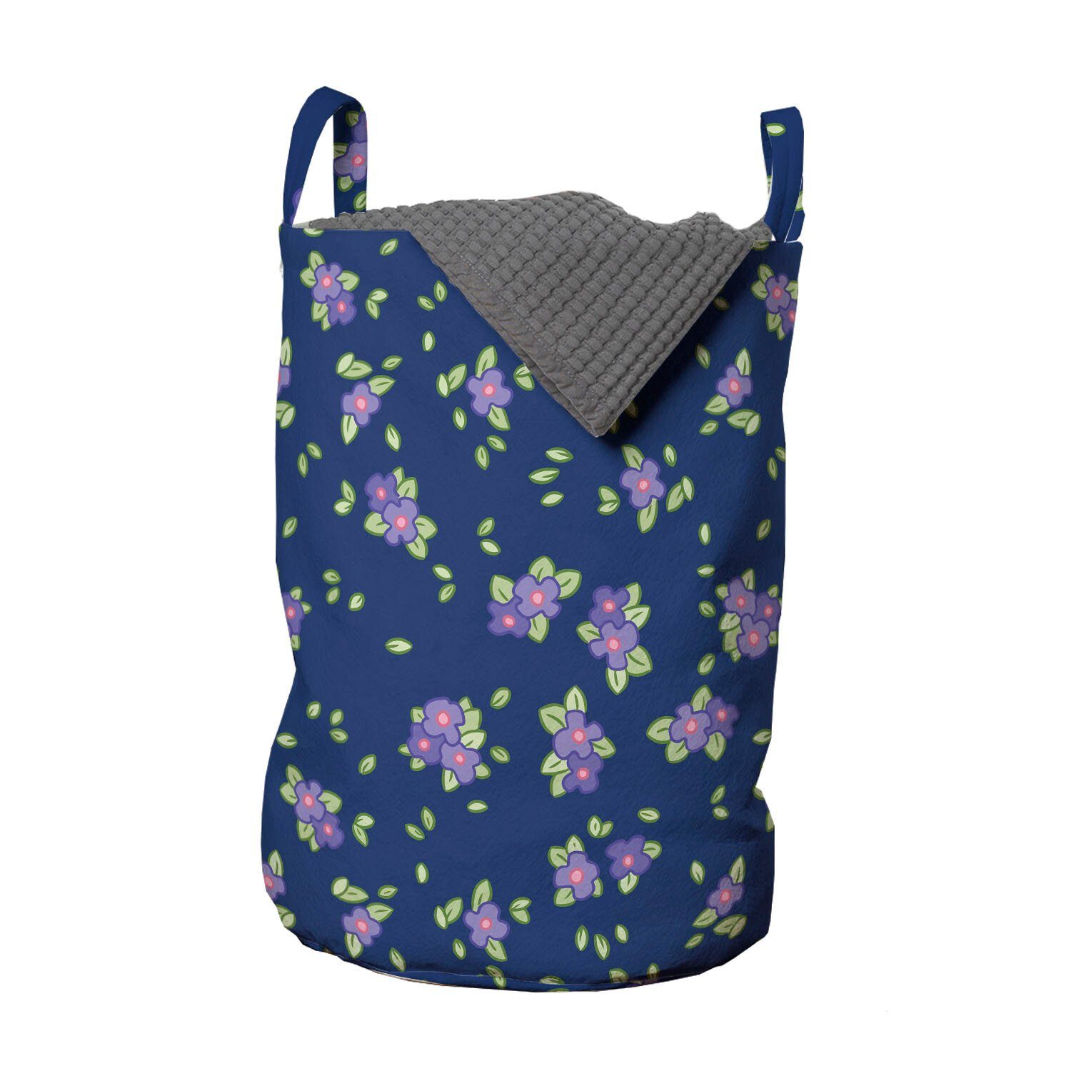 Abakuhaus Wäschesäckchen Wäschekorb mit Griffen Kordelzugverschluss für Waschsalons, Violett Grafische Pansy Blumen-Motiv