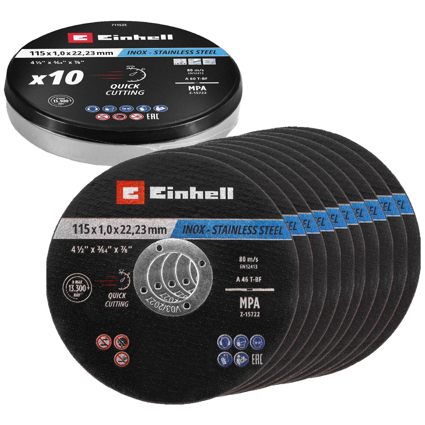 Einhell Trennscheibe EINHELL Trennscheiben, 711525, 115x1,0 mm, 10 Stück
