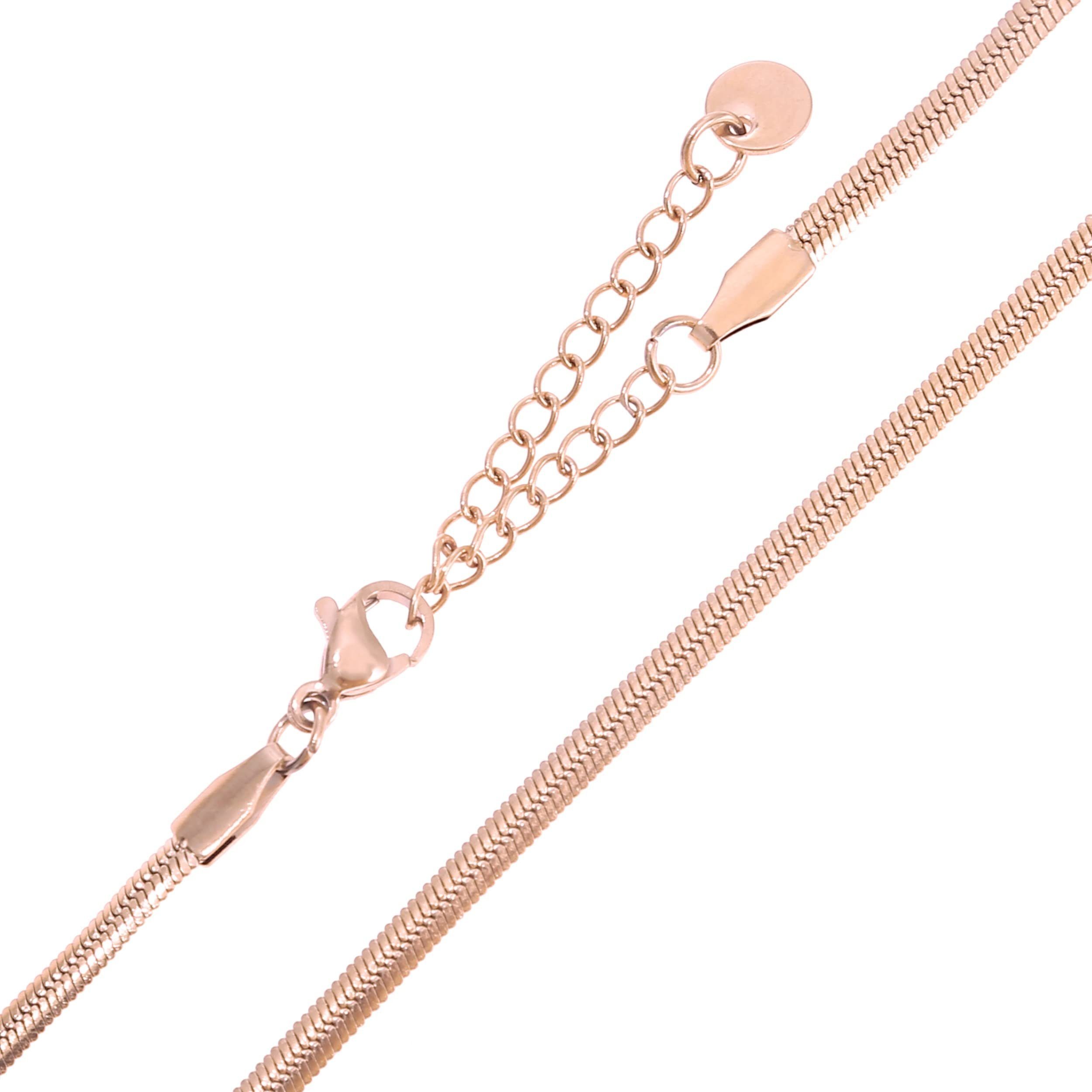Made by Nami Schlangenkette Edelstahl Rosé 3mm Halskette Gliederkette starkem Choker Halskette Karabiner-Verschluss, mit