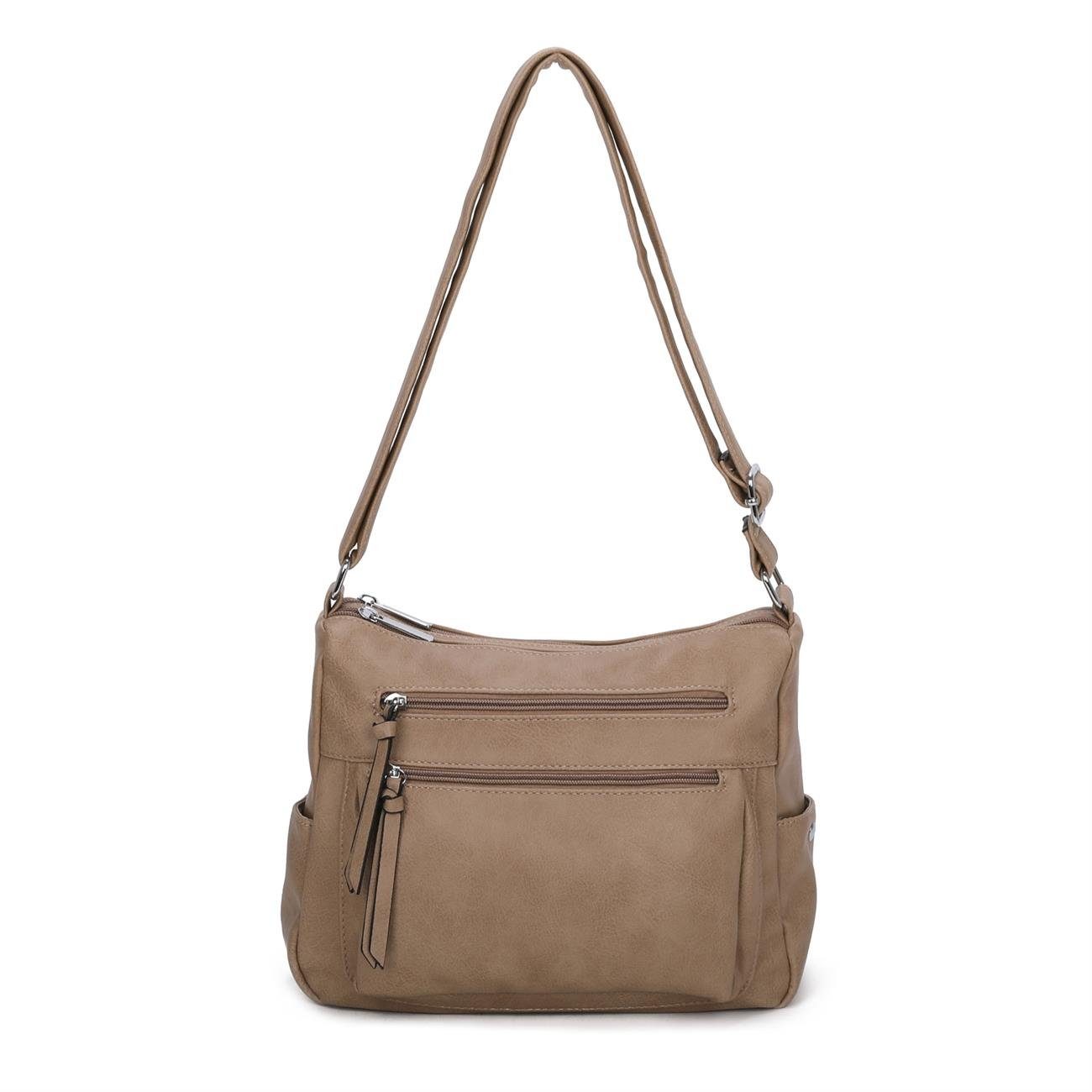 ITALYSHOP24 Schultertasche Damen Tasche Shopper Crossbody, als Handtasche, Umhängetasche, Hobo Bag tragbar