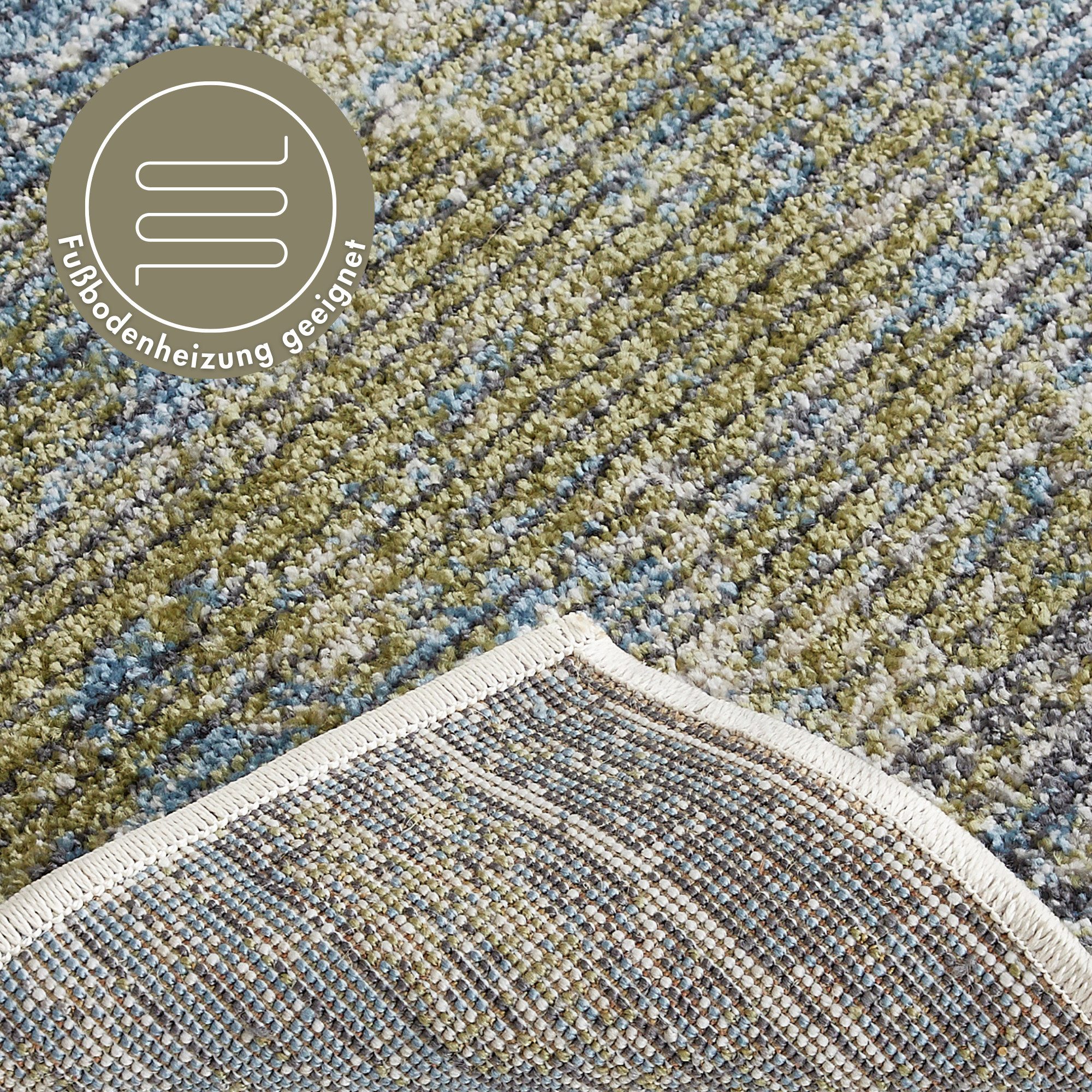 LUXOR living Teppich Toronto, rechteckig, Höhe: 12 mm, Kurzflor, modernes Patchwork-Design, Hoch-Tief Struktur, Wohnzimmer