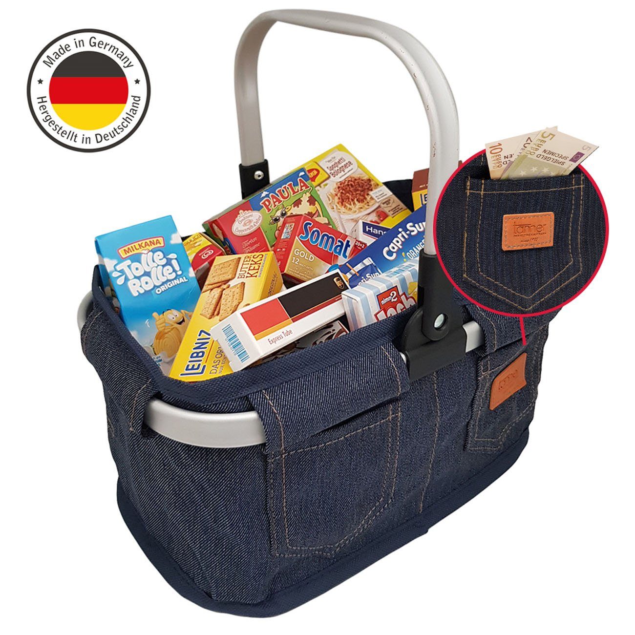 Chr. Tanner Kaufladensortiment Tanner 40944 Kaufladen Jeans Korb gefüllt