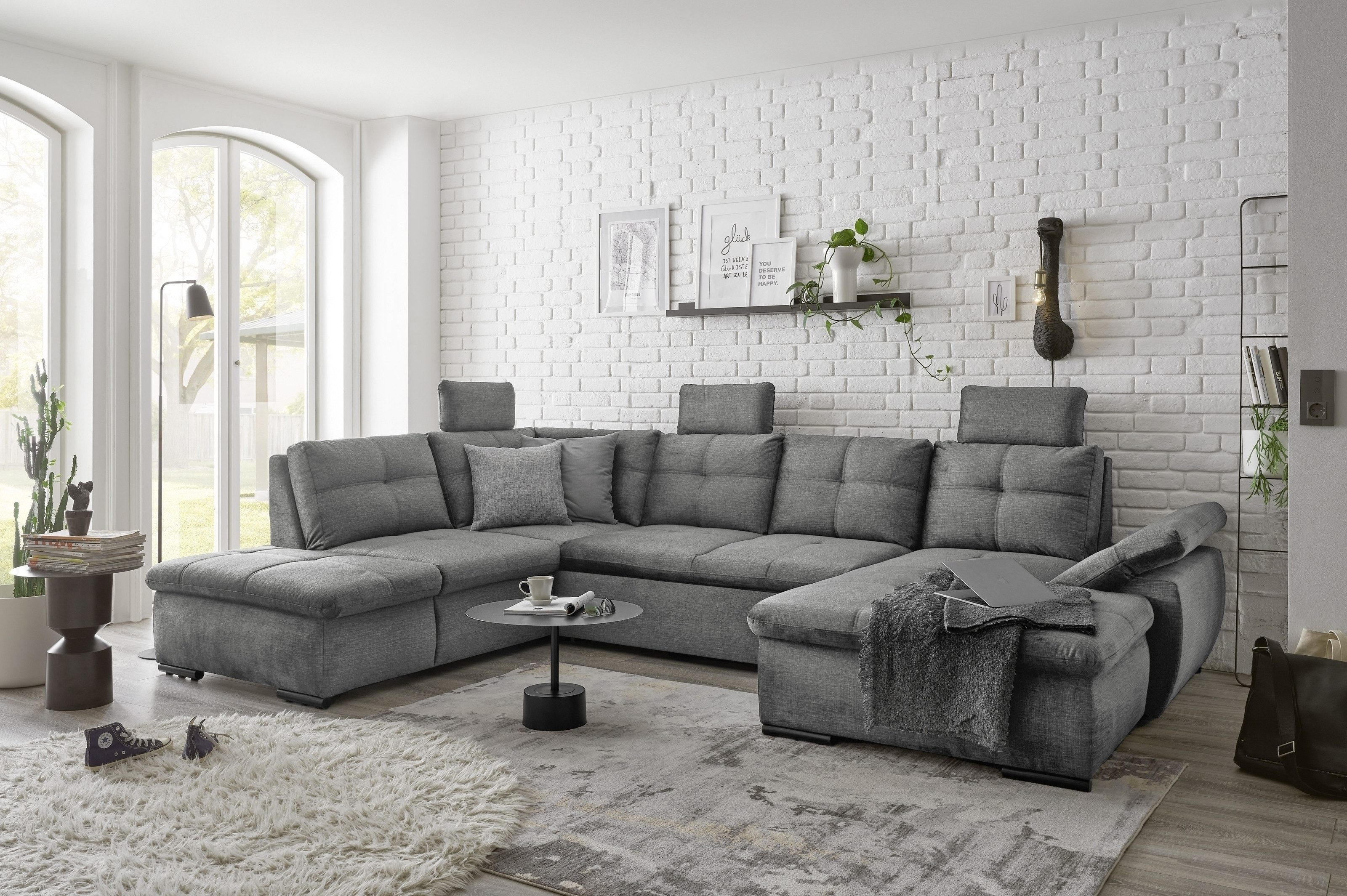 ED EXCITING DESIGN Wohnlandschaft "Alija U-Form", mit Bettfunktion, Bettkas günstig online kaufen
