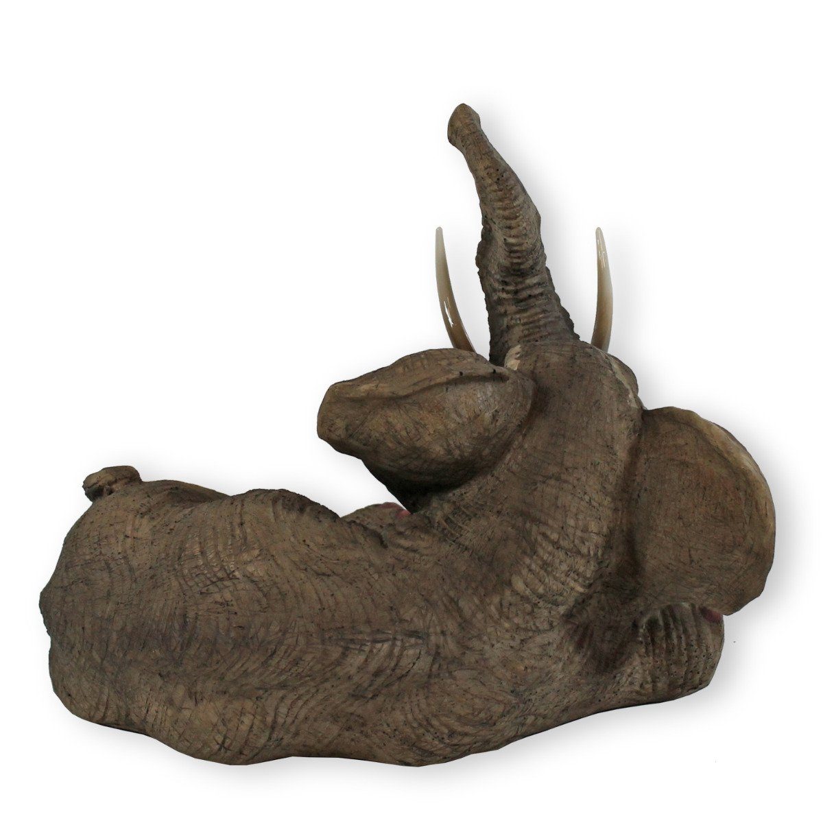 realistische Elefanten liegend handbemalt, Dekoelefant Figur Deko, wetterfest, colourliving Elefant Darstellung Tierfigur