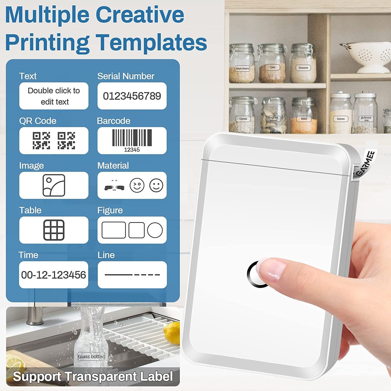 autolock Mini Bluetooth Beschriftungsgerät,Thermo Etikettiergerät Etikettendrucker, (Wireless Label Maker mit Druckrolle für iOS & Android)